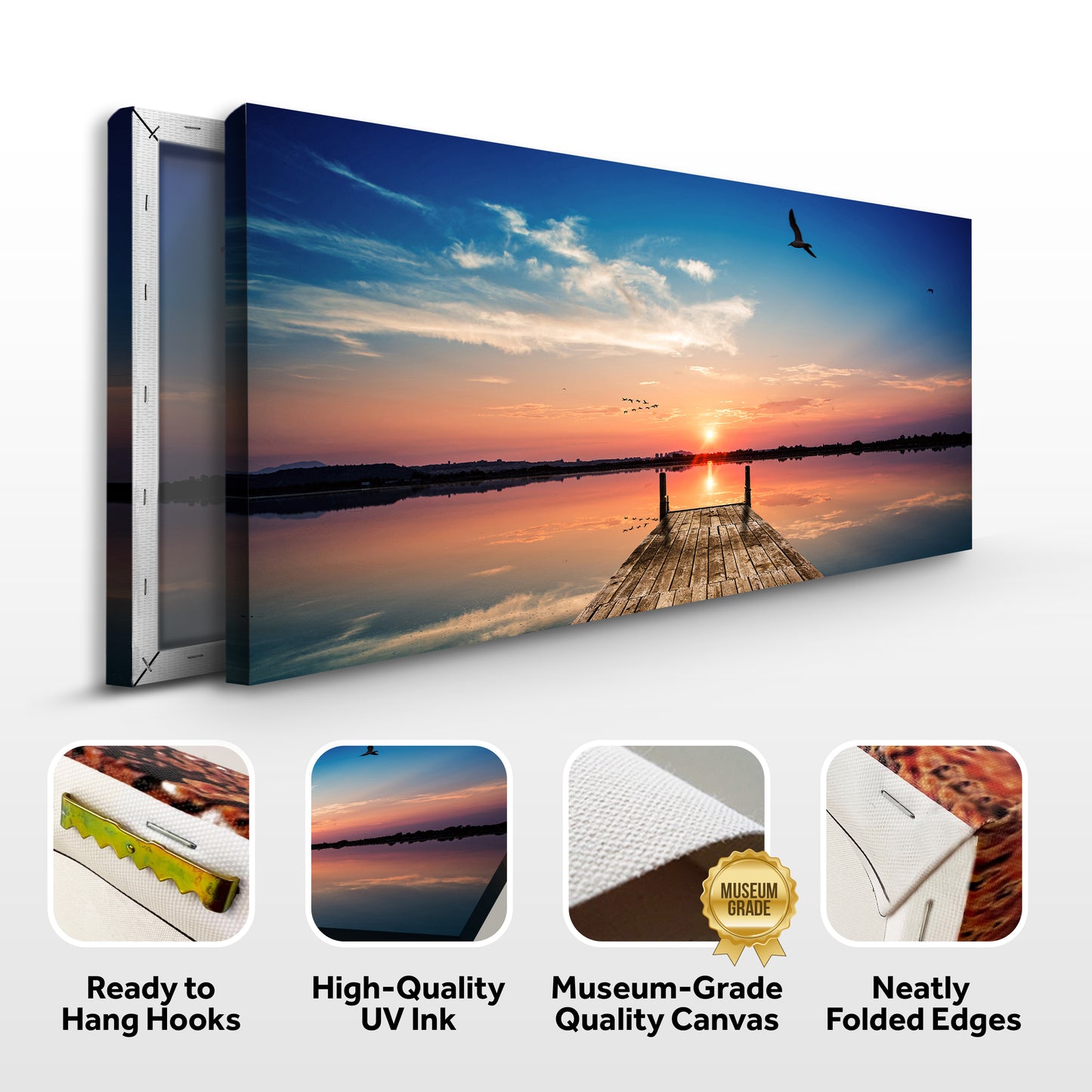 Sunset View At Beach Pier Canvas Wall Art (Free Shipping)