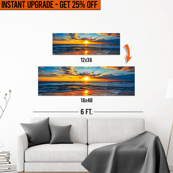 Upgrade Your 12x36 Inches 'Sunrise On Atlantic Ocean' (Style 1) Canvas To 16x48 Inches