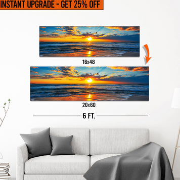 Upgrade Your 16x48 Inches 'Sunrise On Atlantic Ocean' (Style 1) Canvas To 20x60 Inches