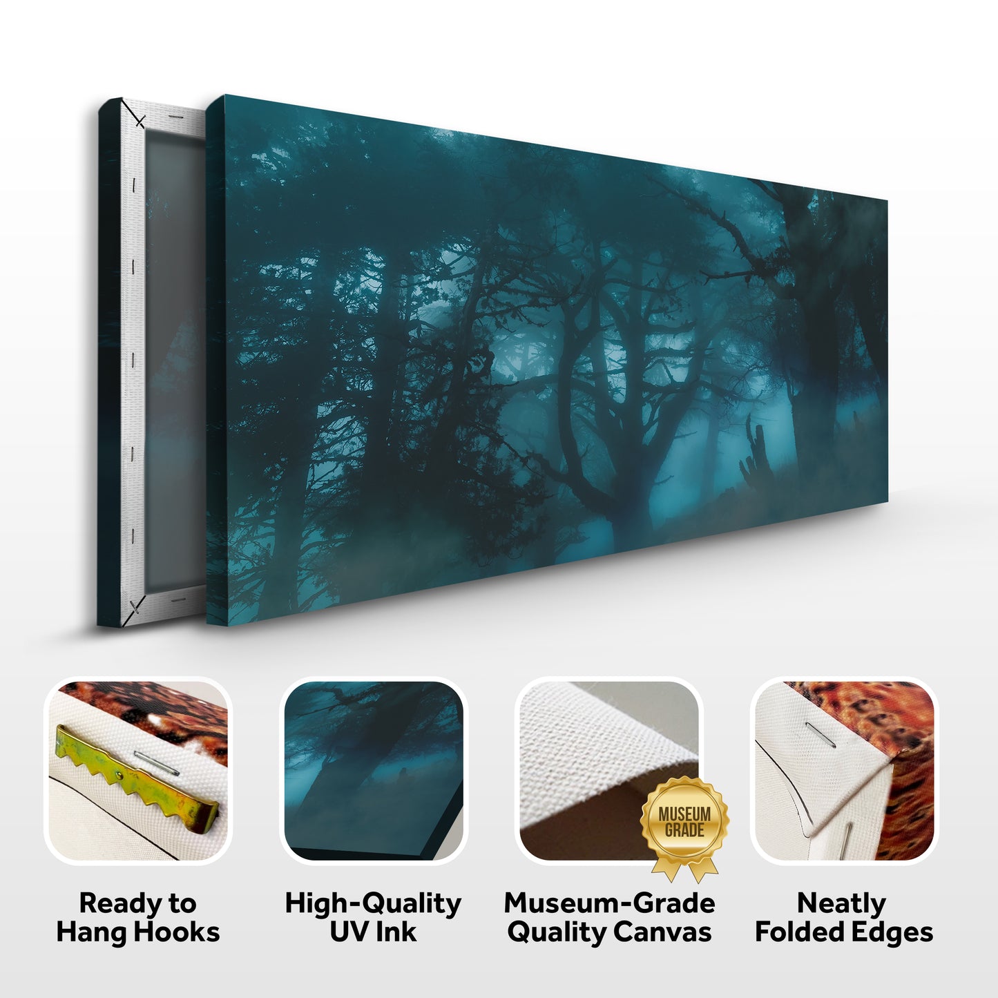 Eerie Foggy Forest Canvas Wall Art