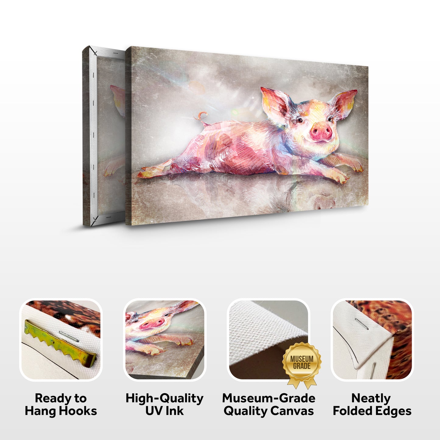 Colorful Spots Lying Pig Canvas Wall Art (Free Shipping)