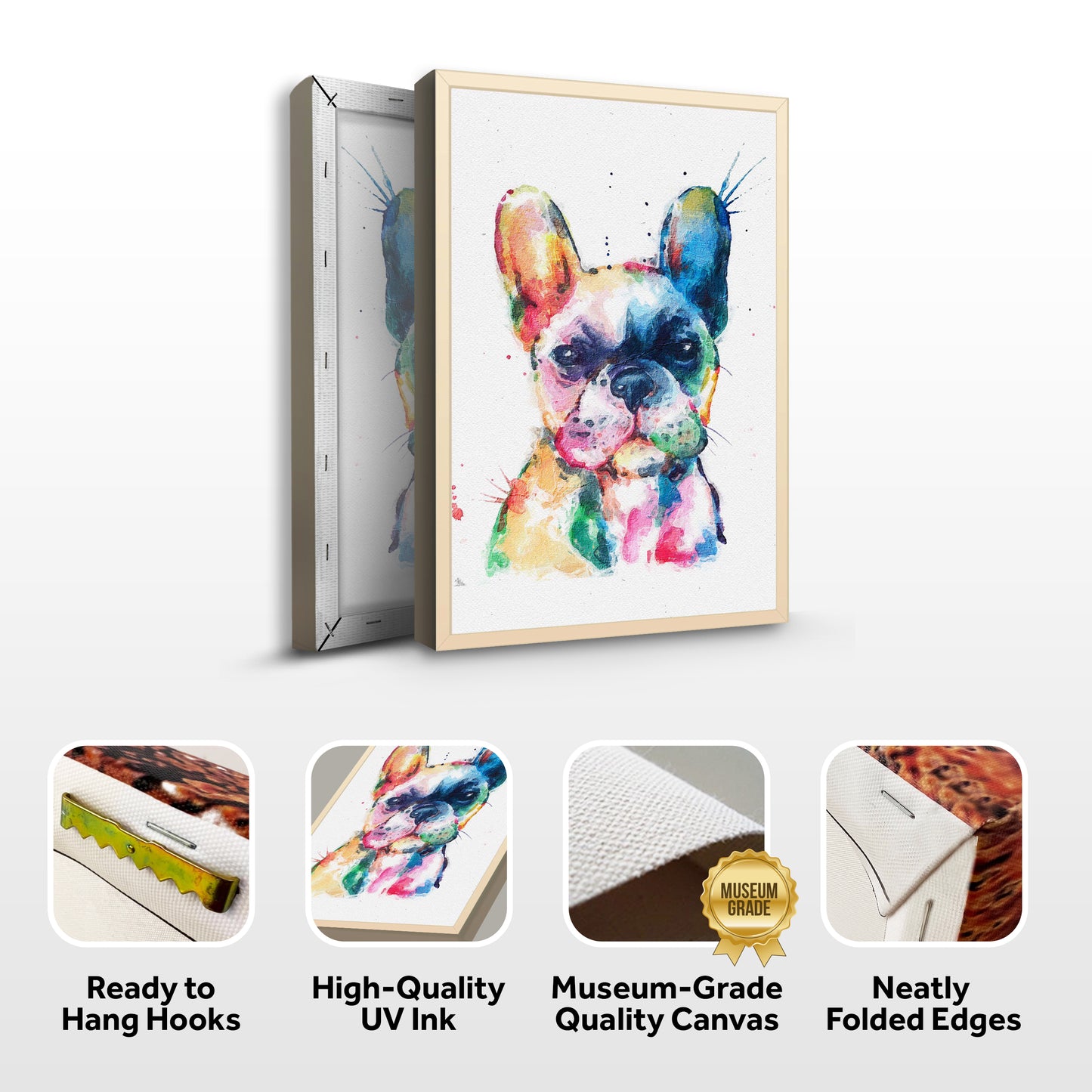 Colorful Watercolor Dog Canvas Wall Art