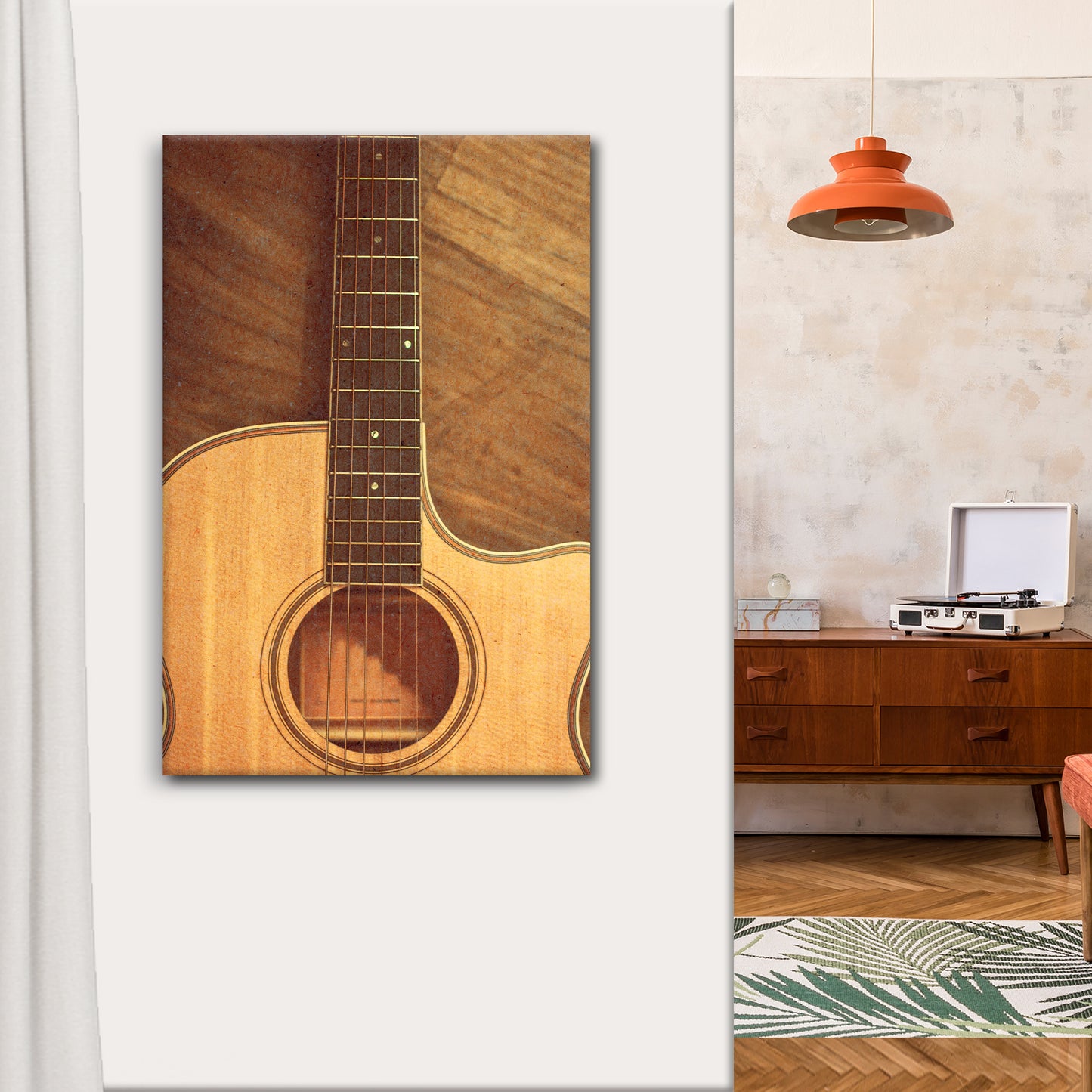 Guitar Sepia Canvas Wall Art Style 2 - Image by Tailored Canvases