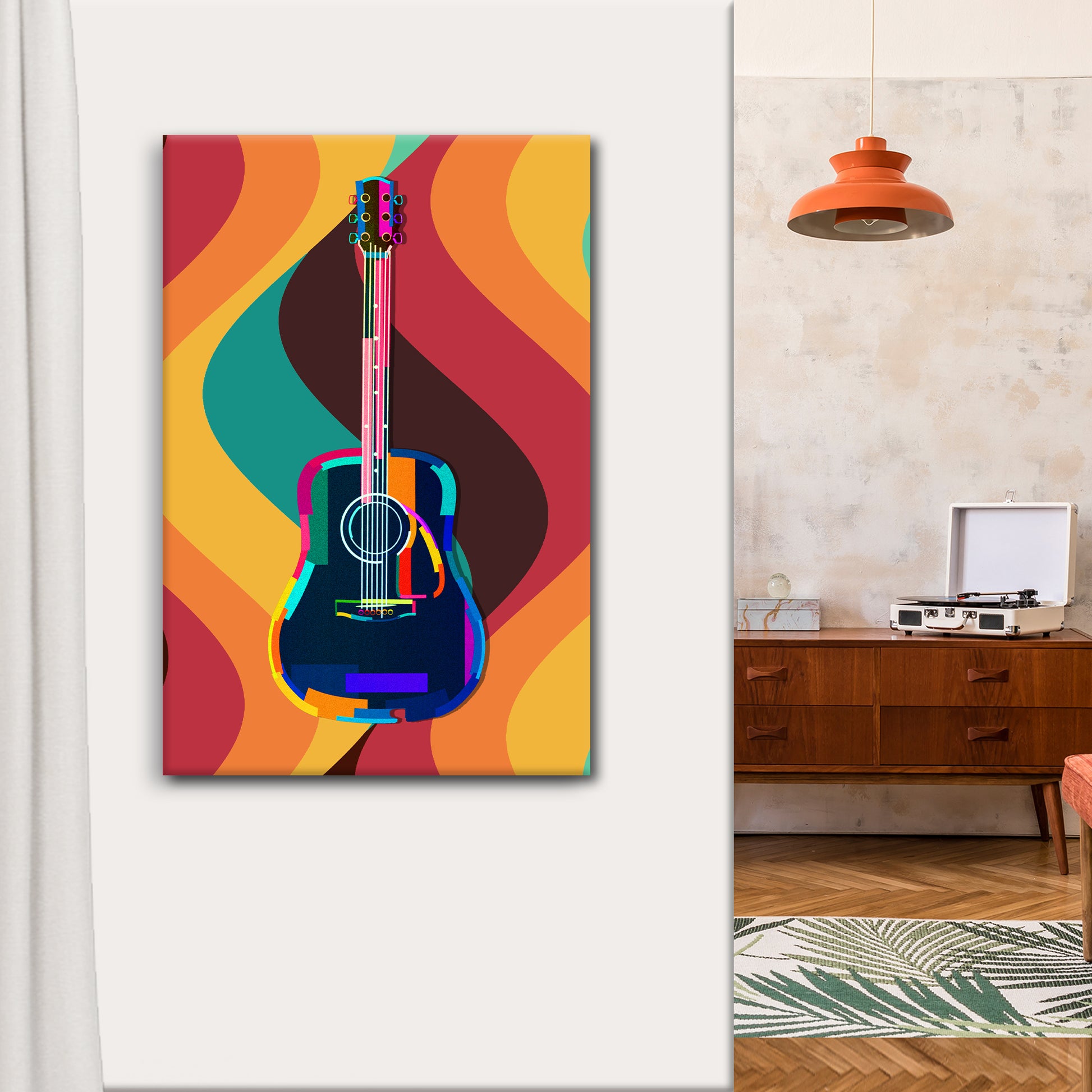 Guitar Retro Canvas Wall Art Style 1 - Image by Tailored Canvases