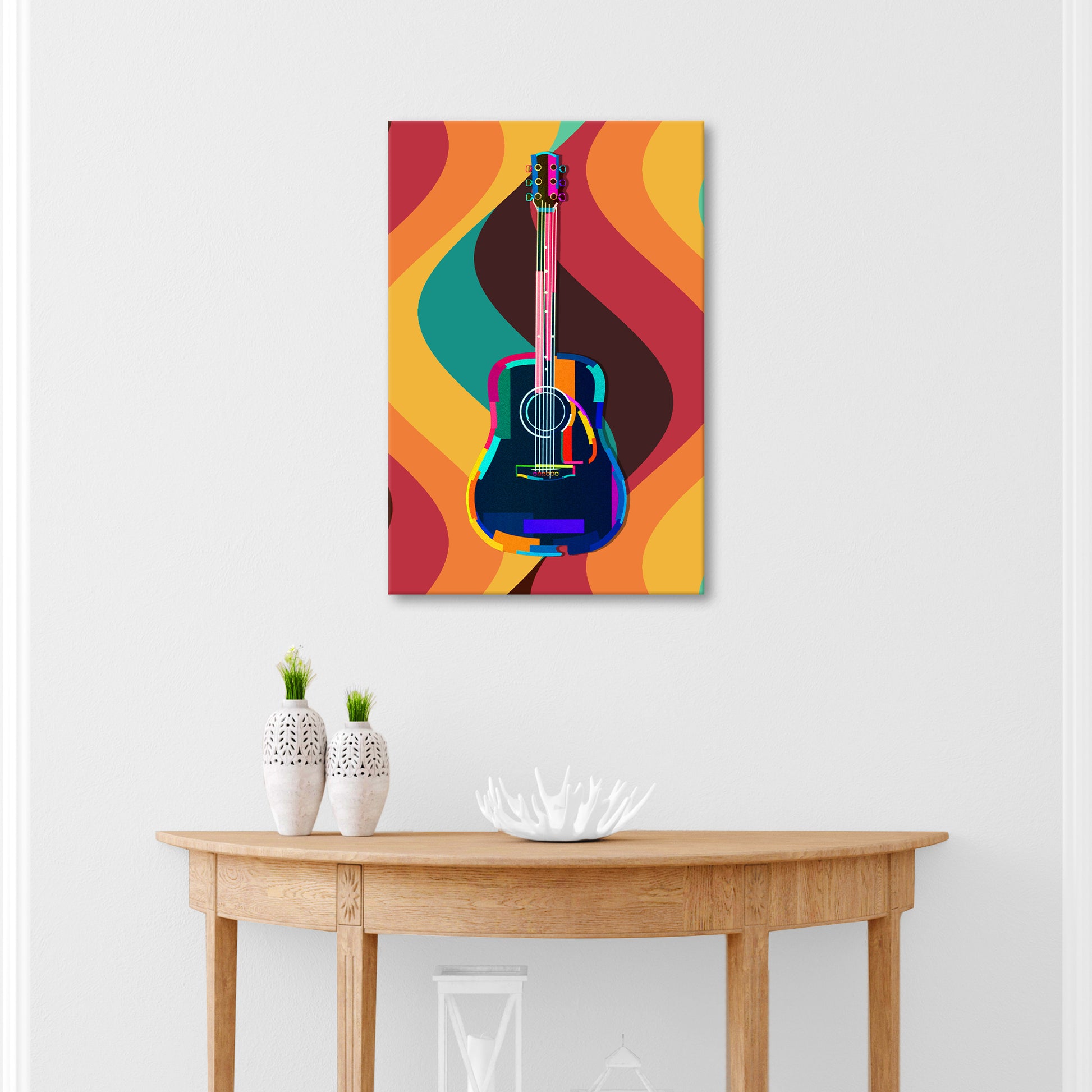 Guitar Retro Canvas Wall Art Style 2 - Image by Tailored Canvases