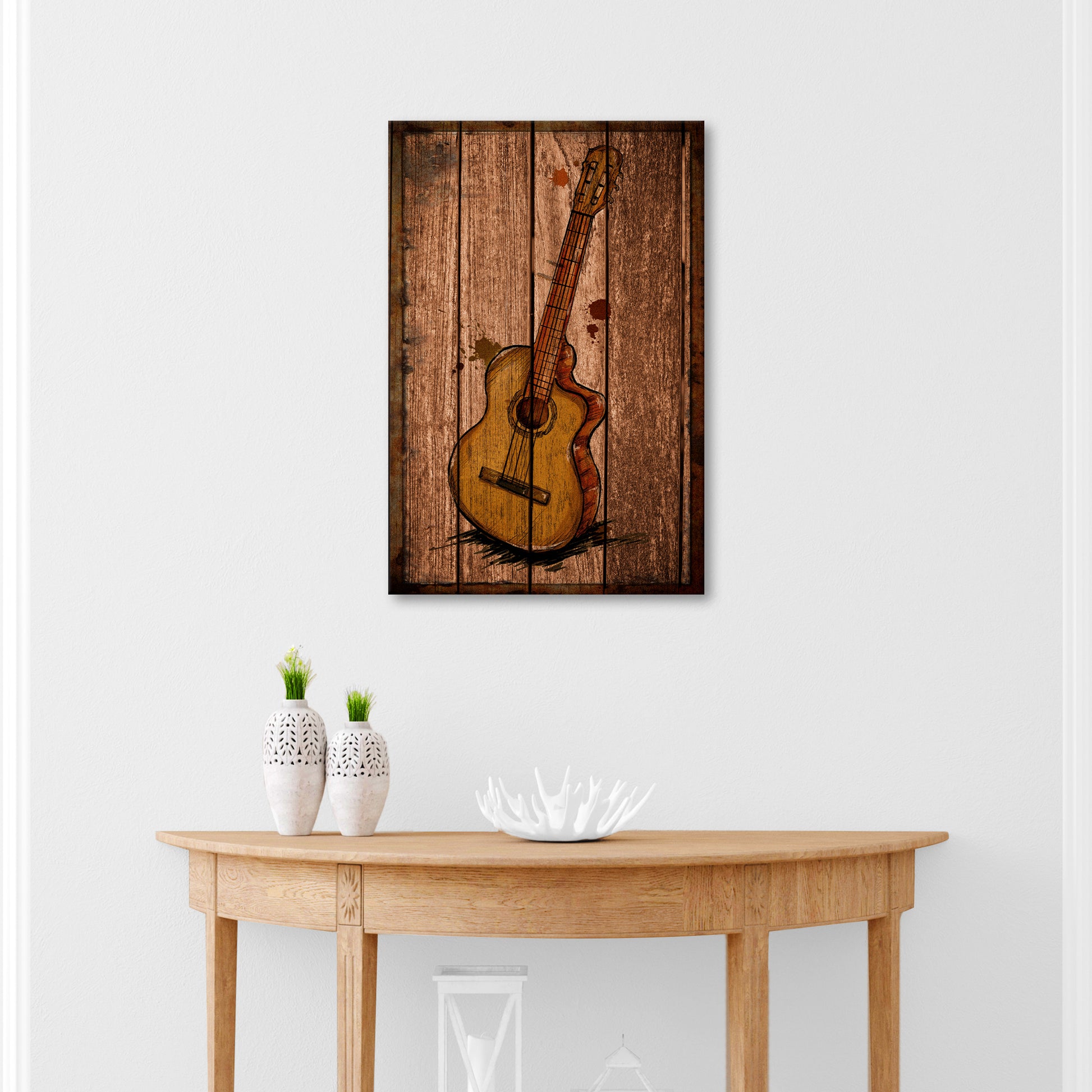 Guitar Rustic Canvas Wall Art Style 2 - Image by Tailored Canvases