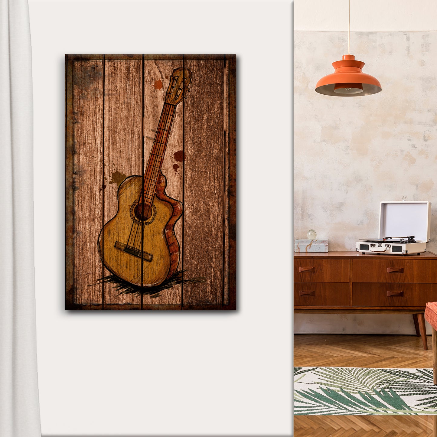 Guitar Rustic Canvas Wall Art Style 1 - Image by Tailored Canvases