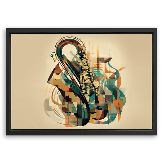 Save 33% When You Add A Frame To Your 24x16 Saxophone Abstract Wall Art Canvas Now