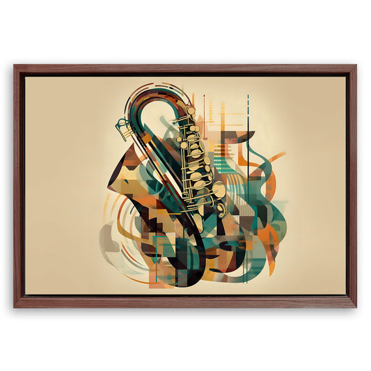Save 33% When You Add A Frame To Your 24x16 Saxophone Abstract Wall Art Canvas Now