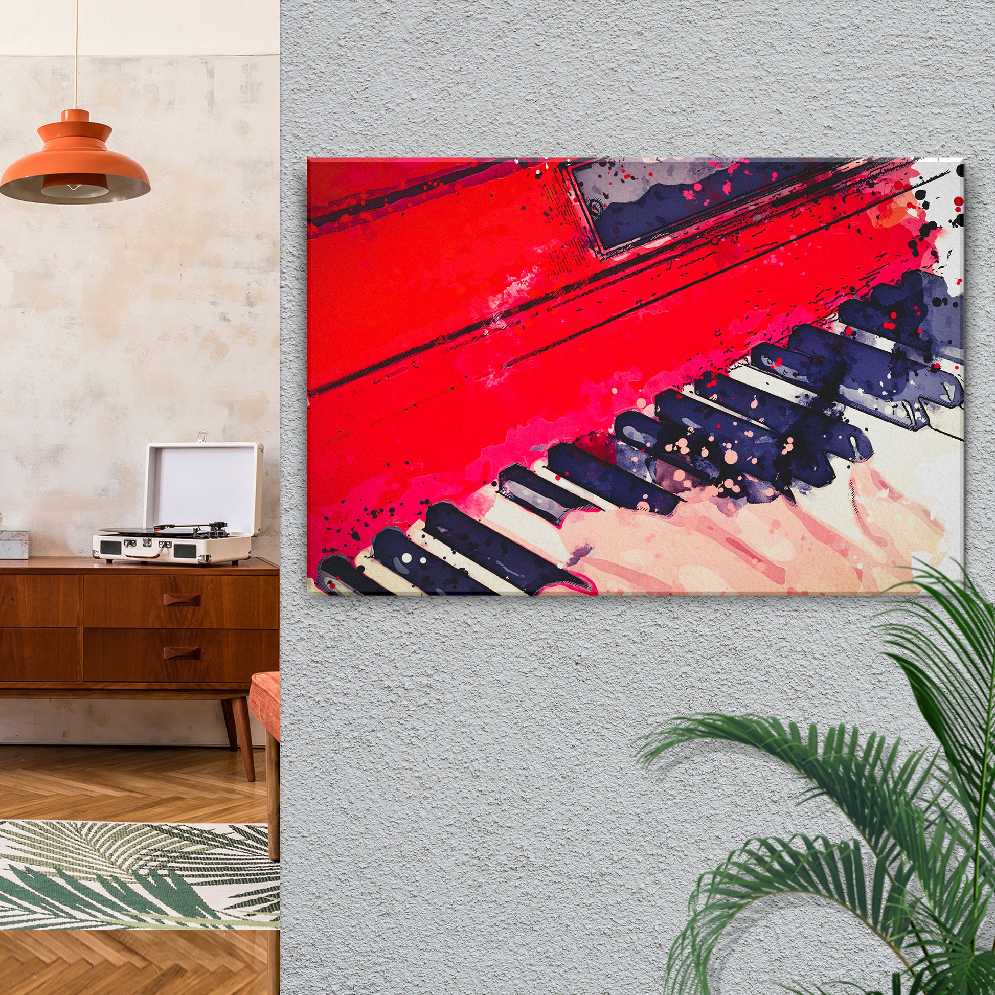 Piano Watercolor Canvas Wall Art  Style 1 - Image by Tailored Canvases