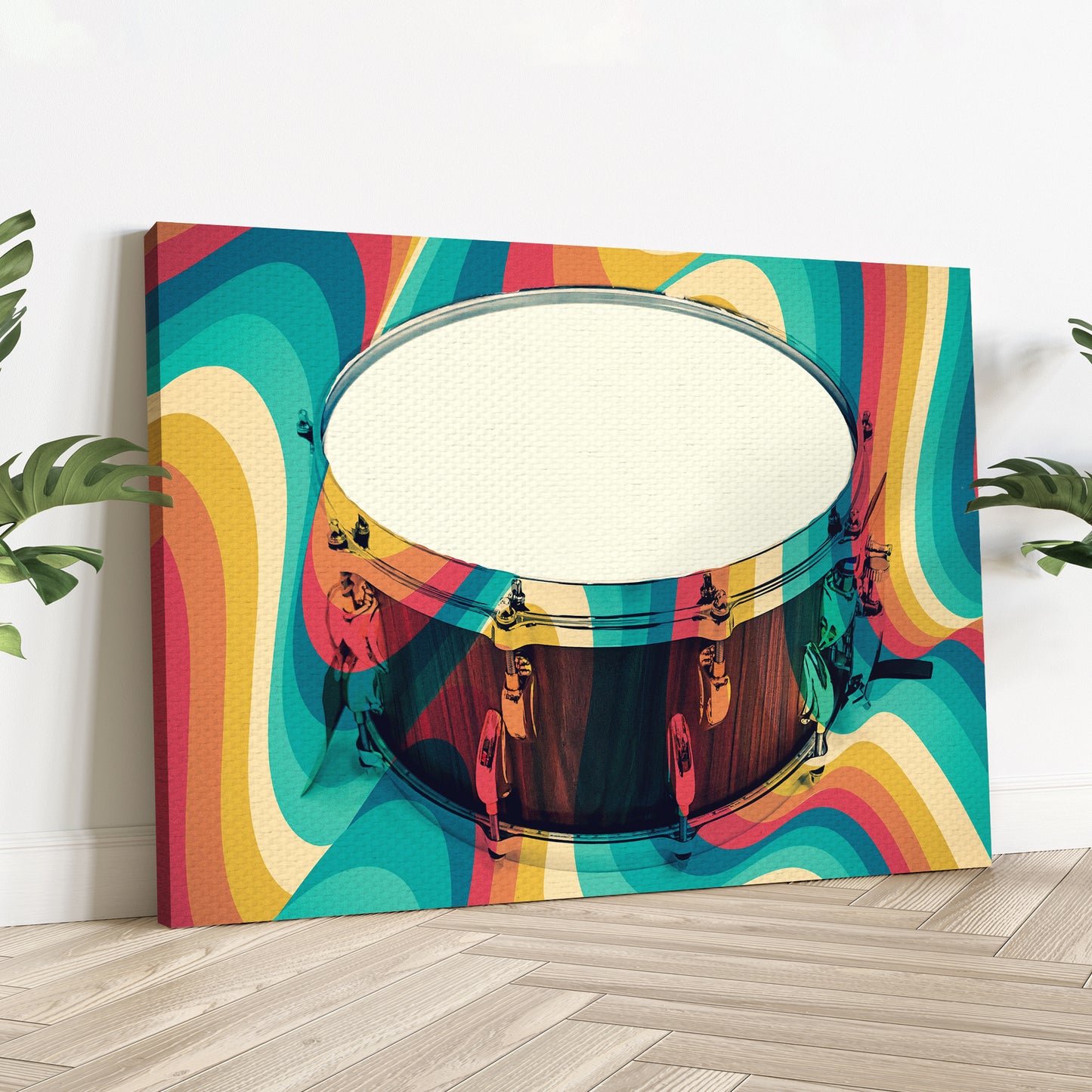 Drums Retro Canvas Wall Art - Image by Tailored Canvases