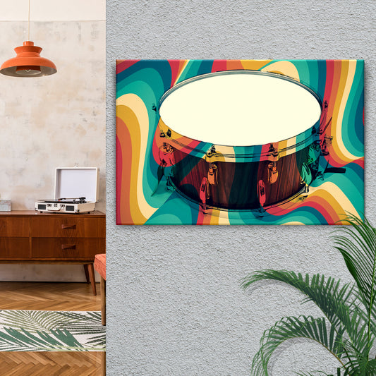 Drums Retro Canvas Wall Art - Image by Tailored Canvases