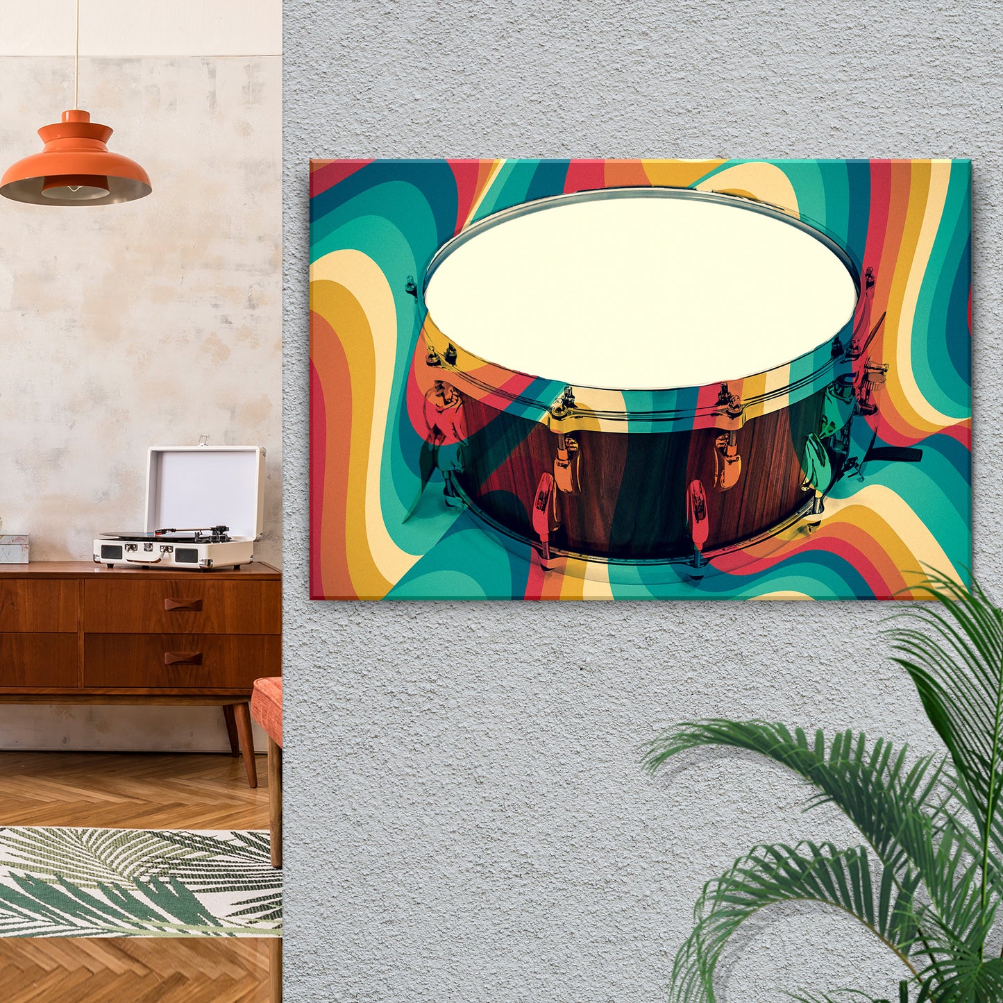 Drums Retro Canvas Wall Art Style 1 - Image by Tailored Canvases