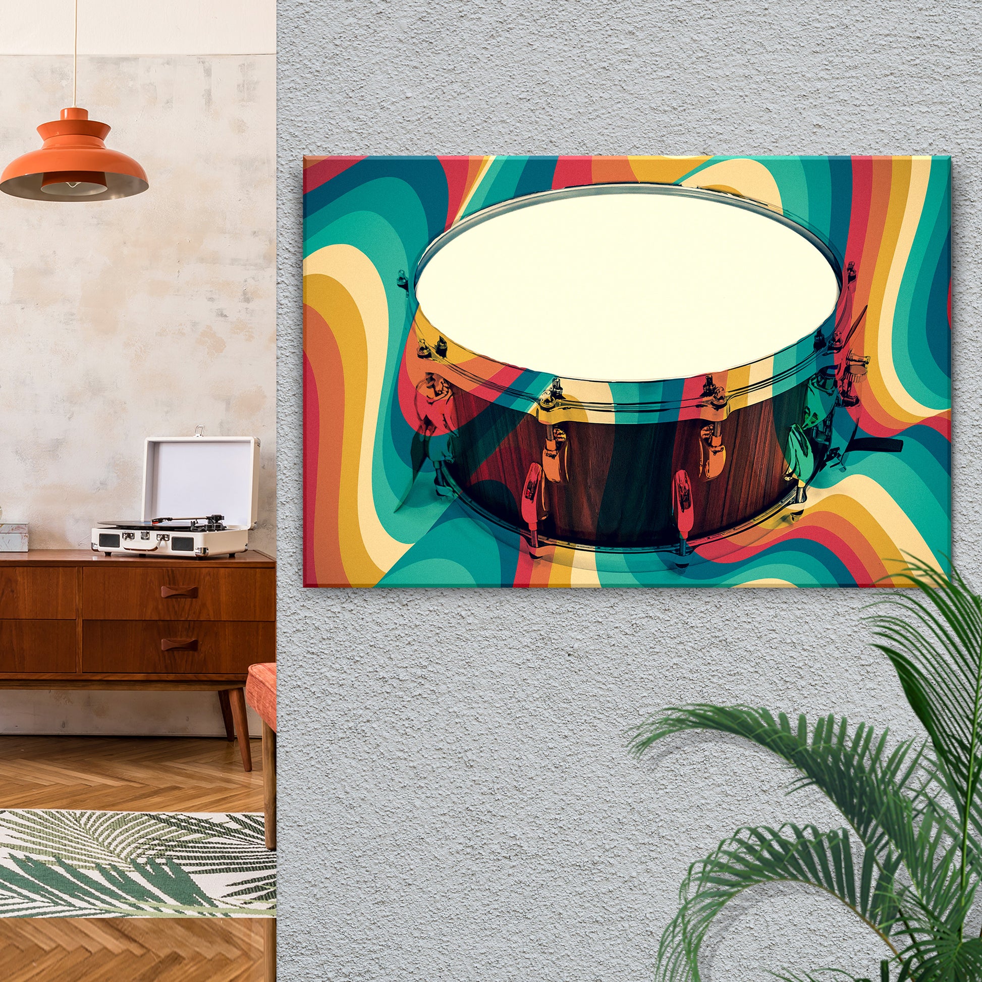 Drums Retro Canvas Wall Art Style 1 - Image by Tailored Canvases