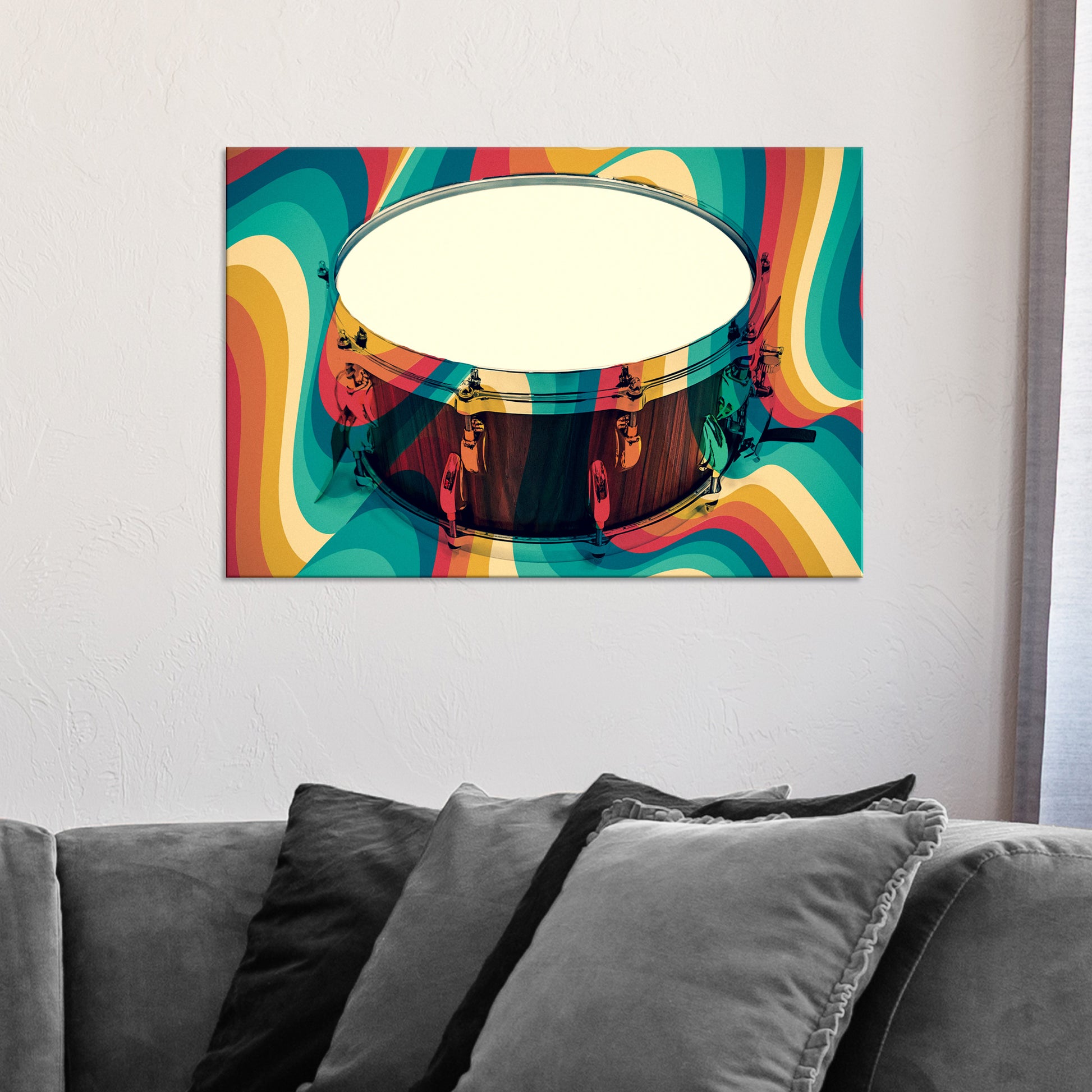 Drums Retro Canvas Wall Art Style 2 - Image by Tailored Canvases