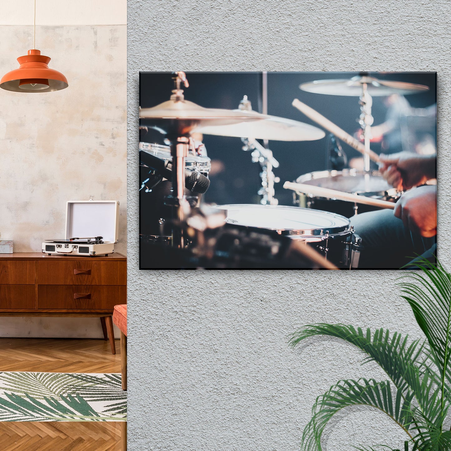 Drums Playing Canvas Wall Art Style 1 - Image by Tailored Canvases