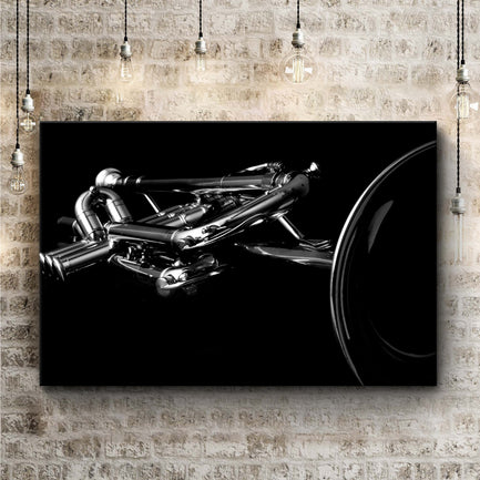 Trumpet Monochrome Canvas Wall Art - Image by Tailored Canvases
