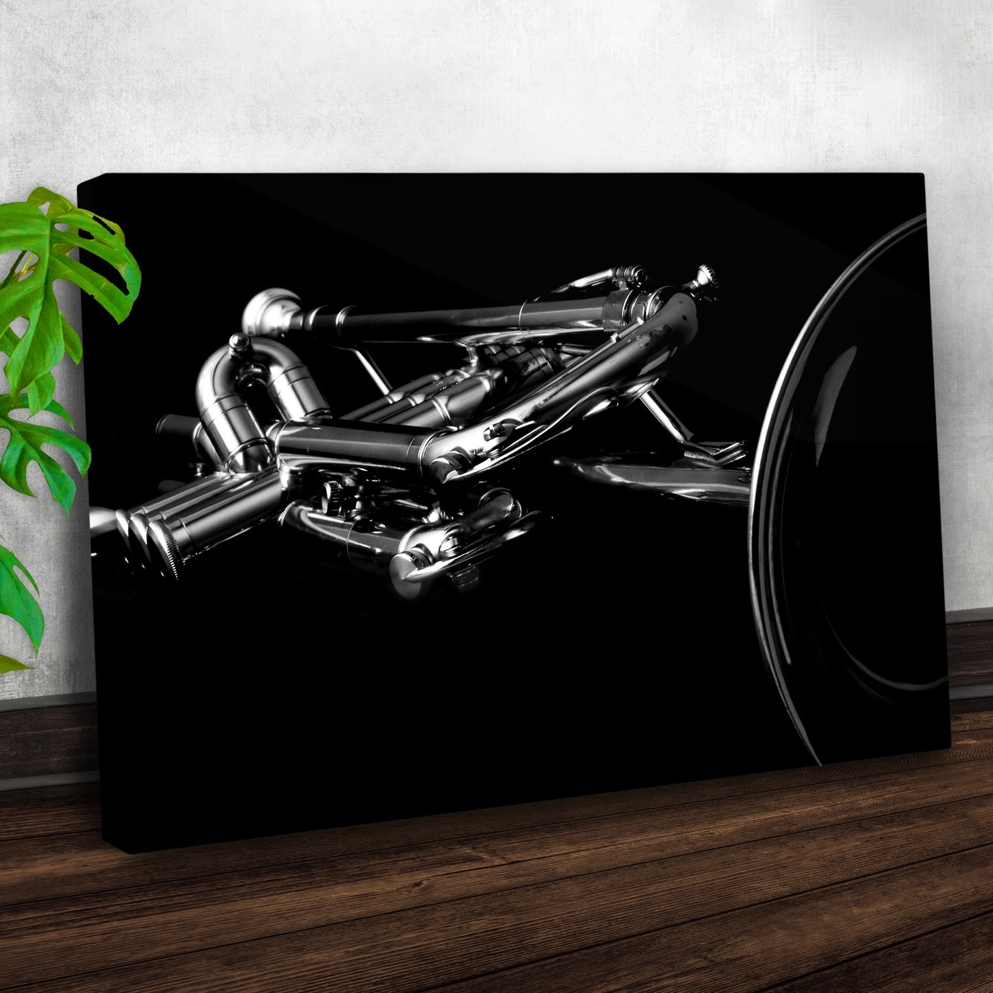 Trumpet Monochrome Canvas Wall Art - Image by Tailored Canvases