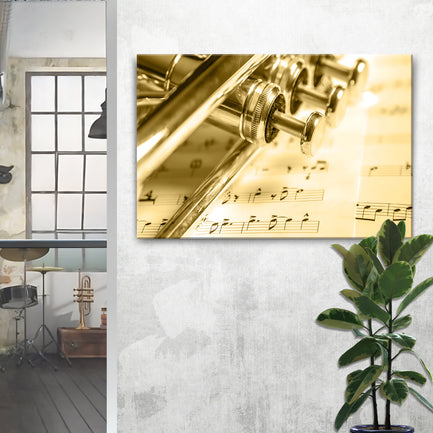 Trumpet Sepia Canvas Wall Art - Image by Tailored Canvases