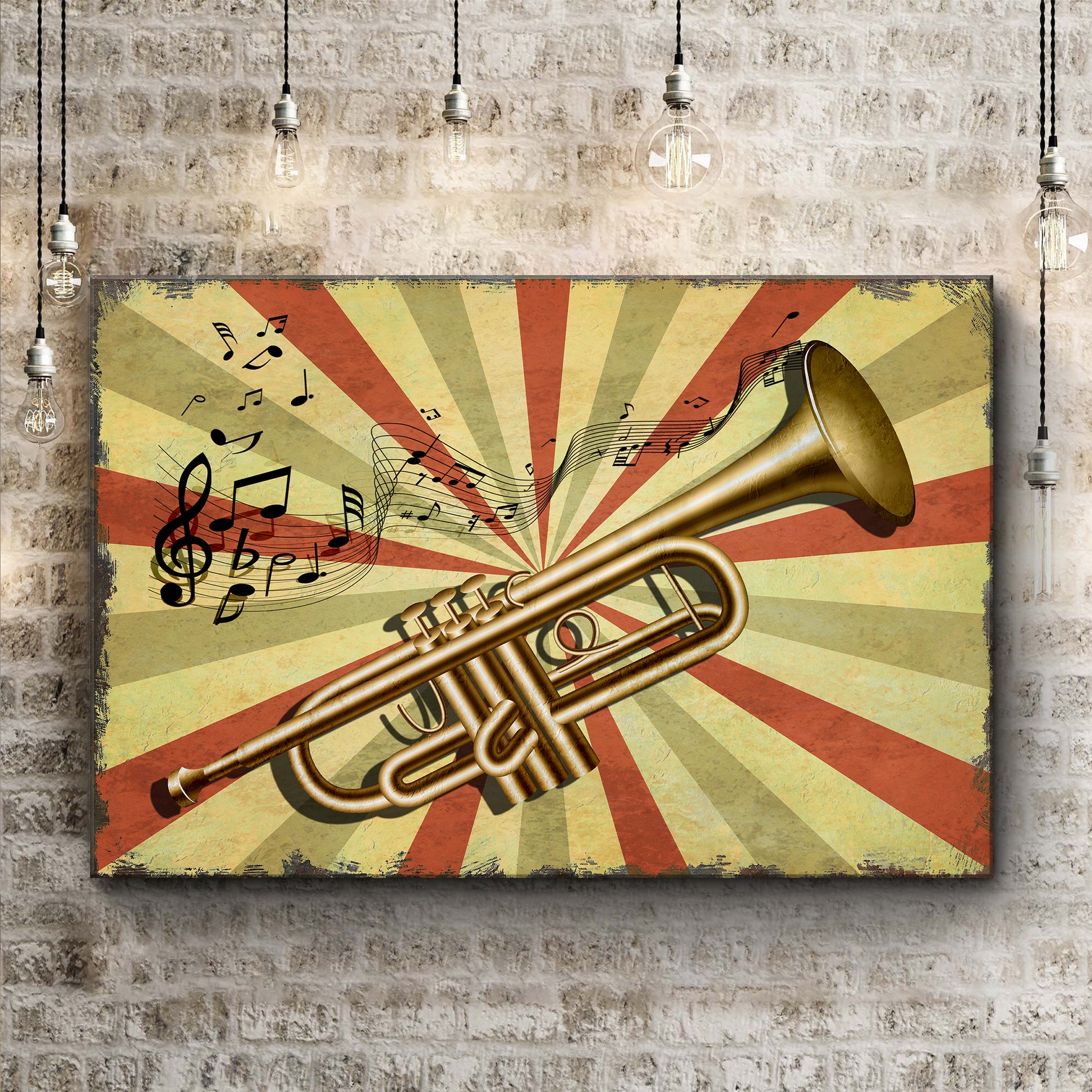 Trumpet Retro Canvas Wall Art Style 2 - Image by Tailored Canvases