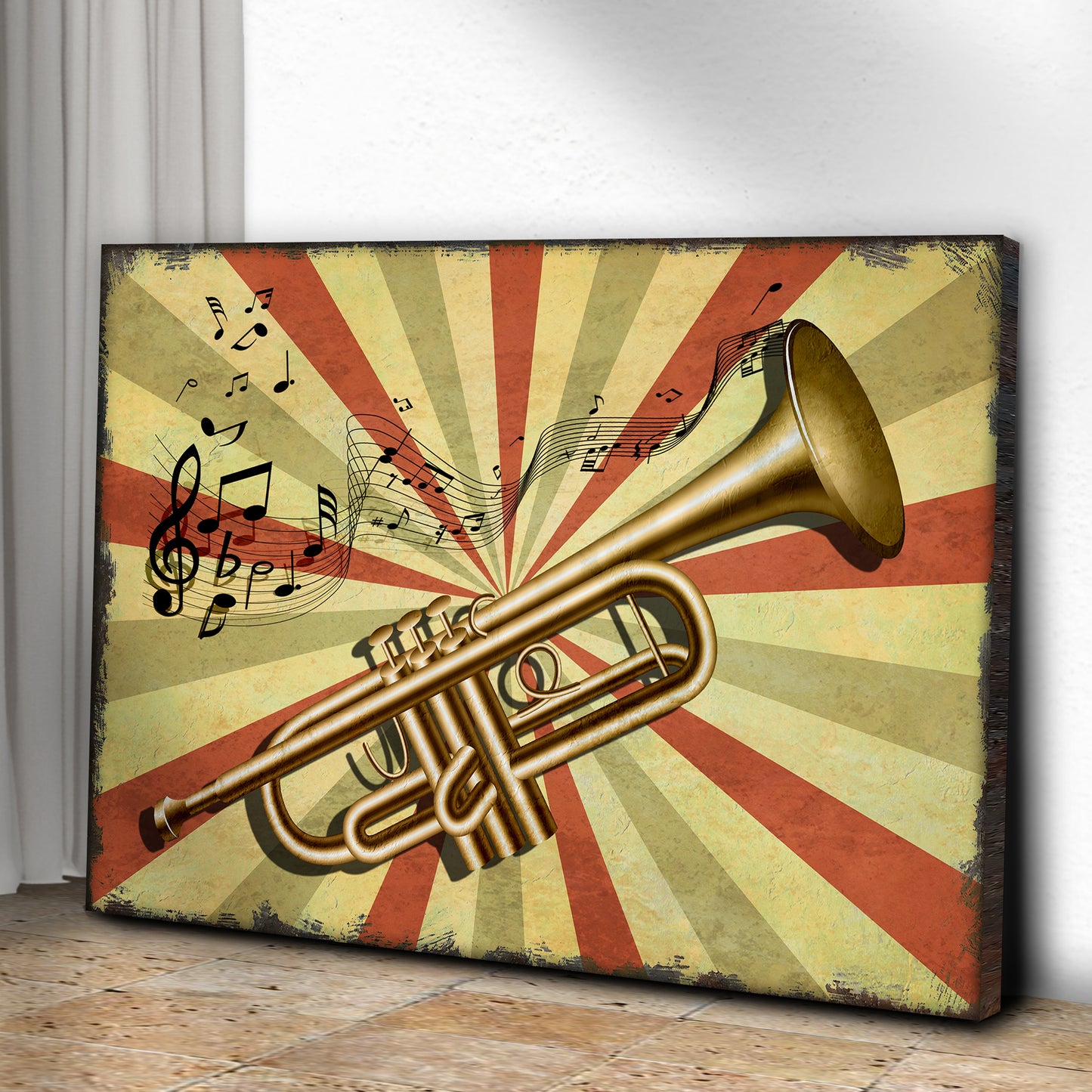 Trumpet Retro Canvas Wall Art - Image by Tailored Canvases