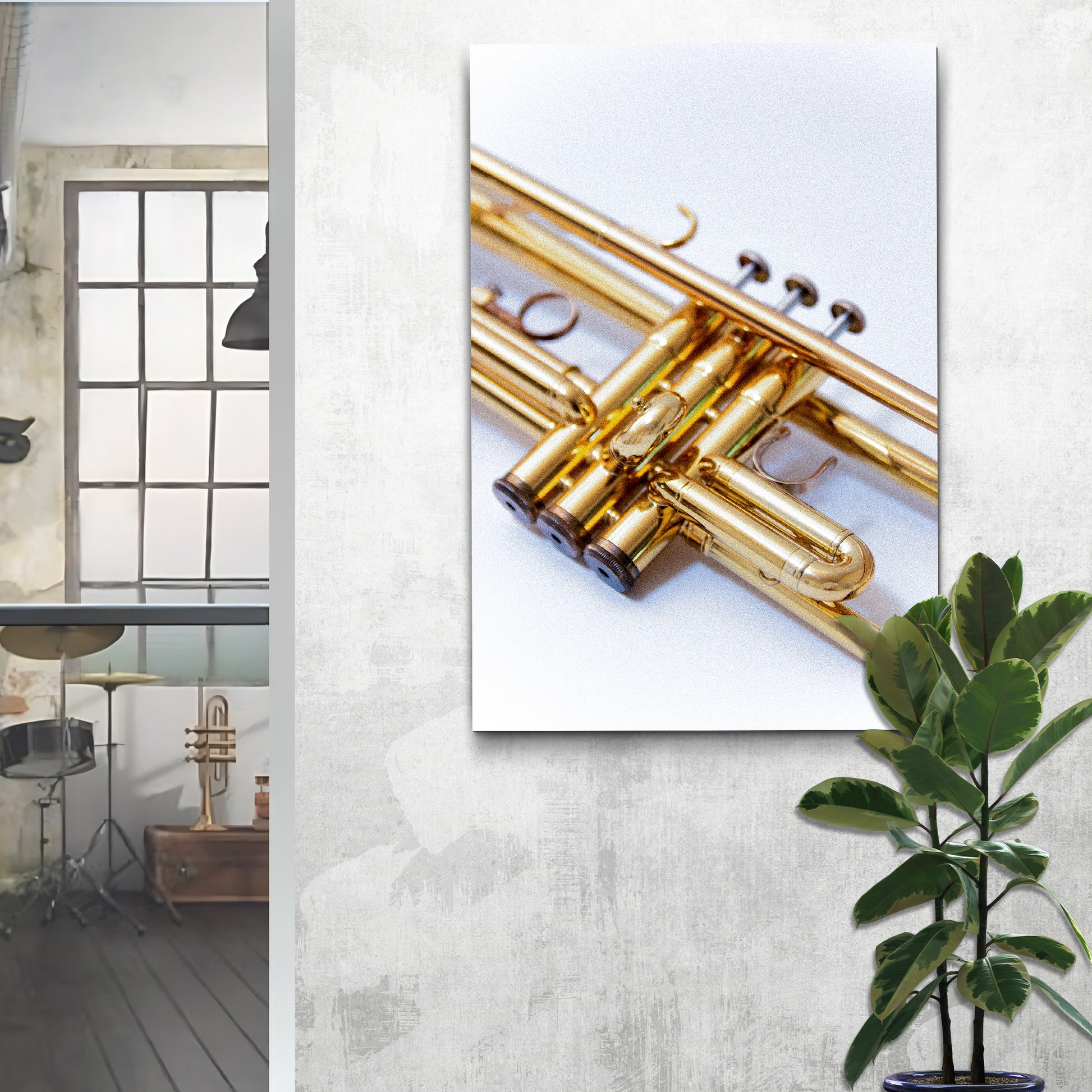 Trumpet Modern Canvas Wall Art Style 1 - Image by Tailored Canvases