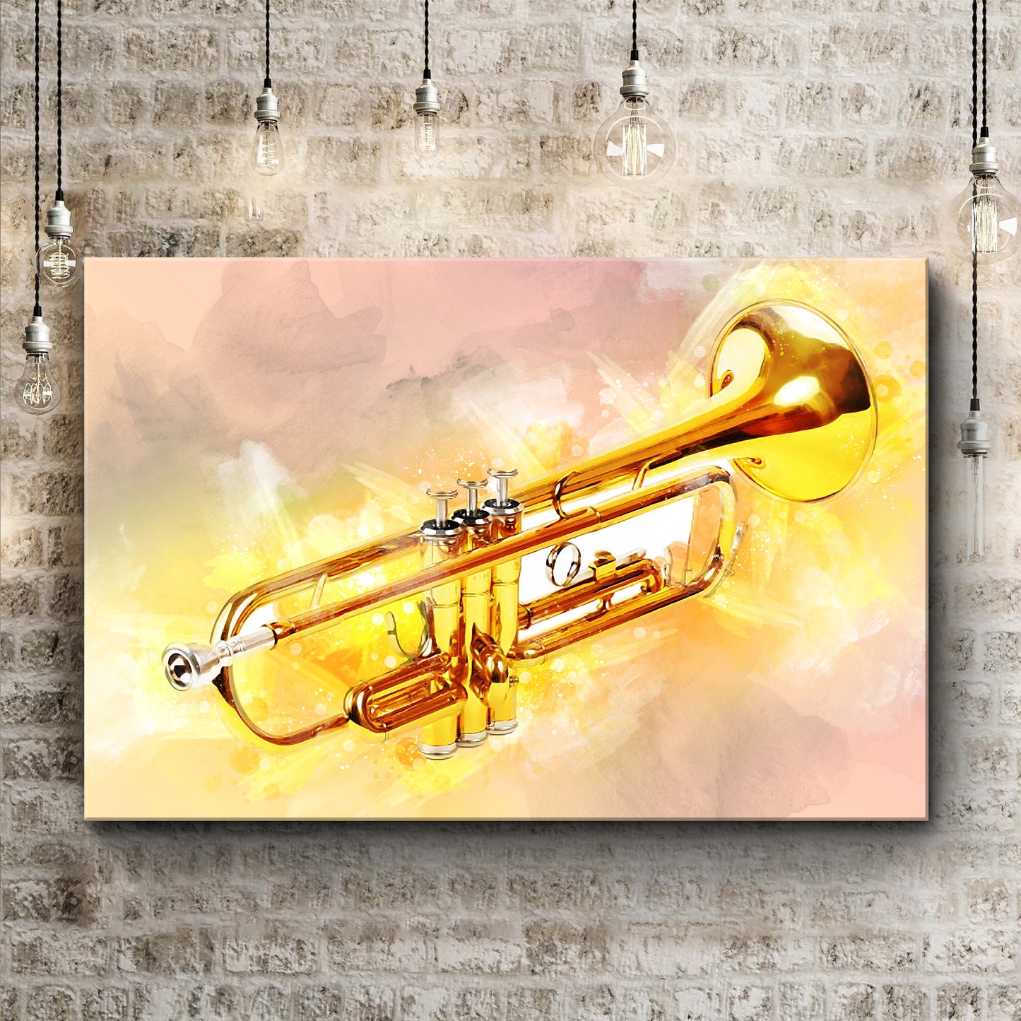 Trumpet Watercolor Canvas Wall Art Style 1 - Image by Tailored Canvases