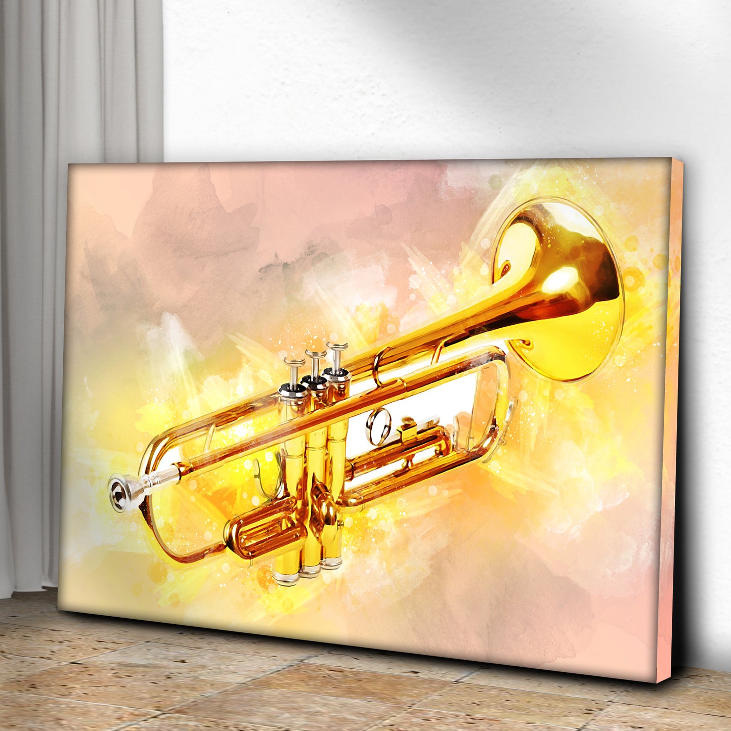 Trumpet Watercolor Canvas Wall Art - Image by Tailored Canvases