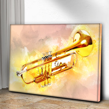 Trumpet Watercolor Canvas Wall Art