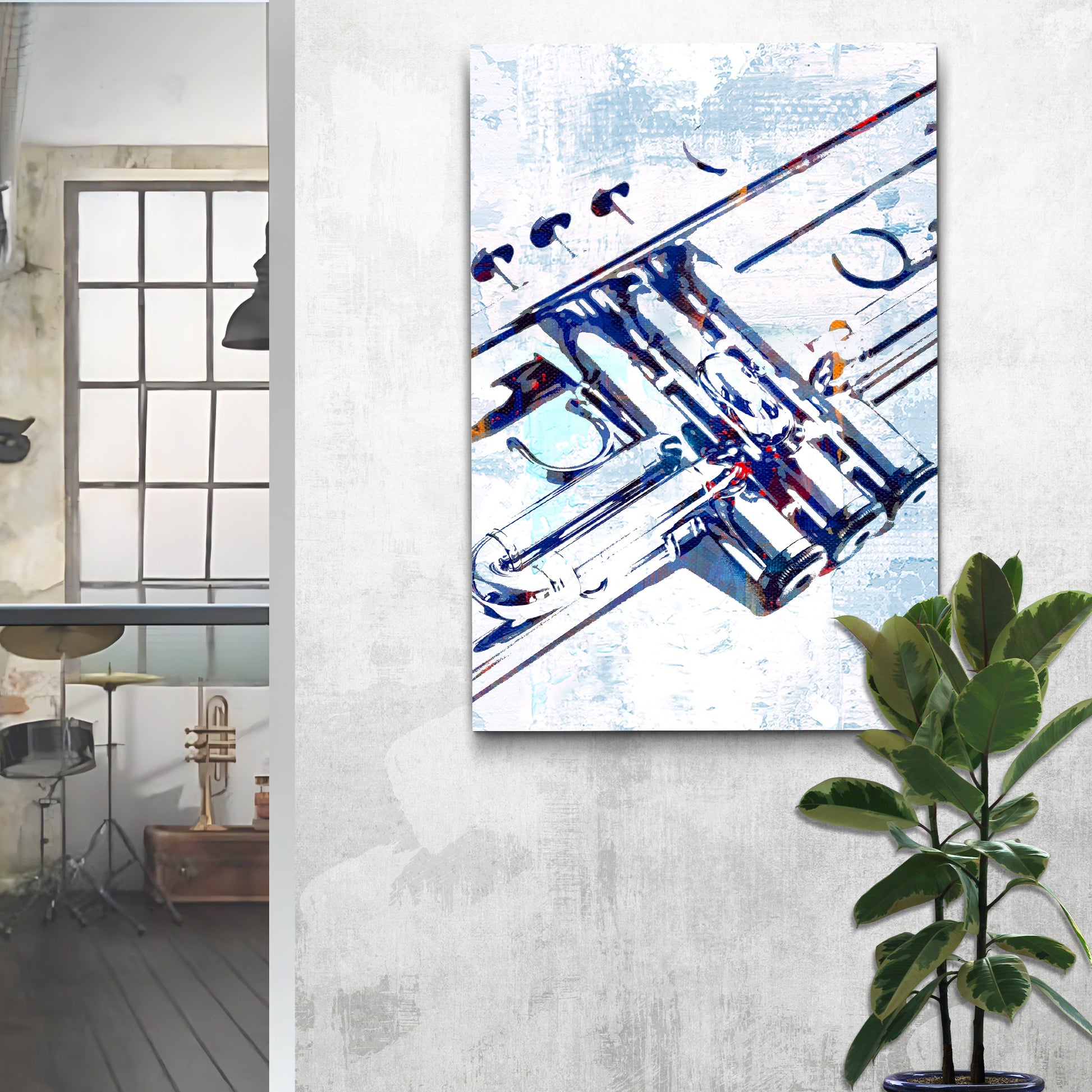 Trumpet Abstract Canvas Wall Art Style 1 - Image by Tailored Canvases