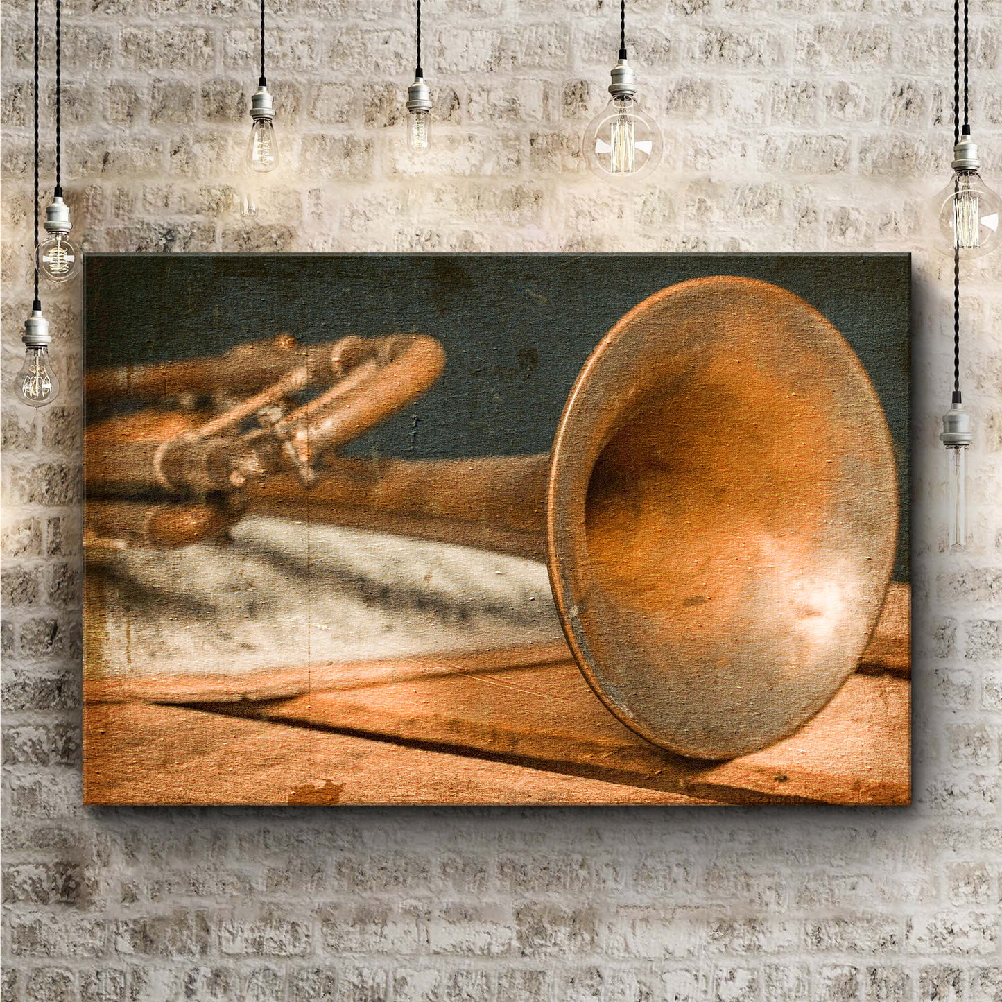 Trumpet Rustic Canvas Wall Art Style 2 - Image by Tailored Canvases