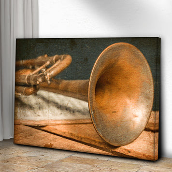 Trumpet Rustic Canvas Wall Art