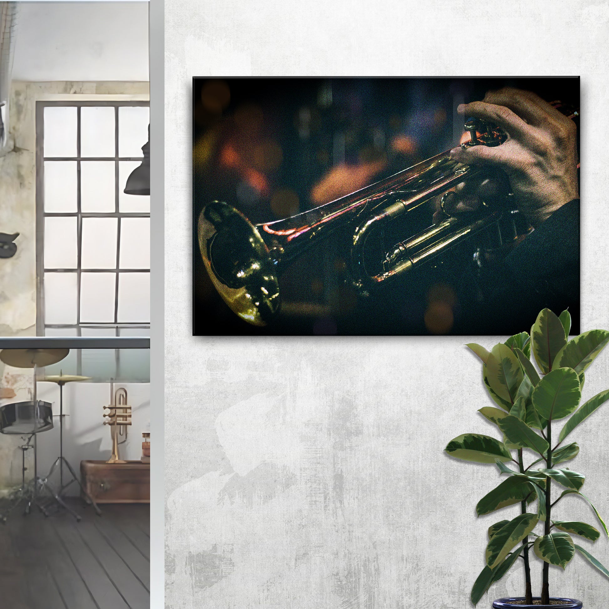 Trumpet Playing Canvas Wall Art Style 1 - Image by Tailored Canvases