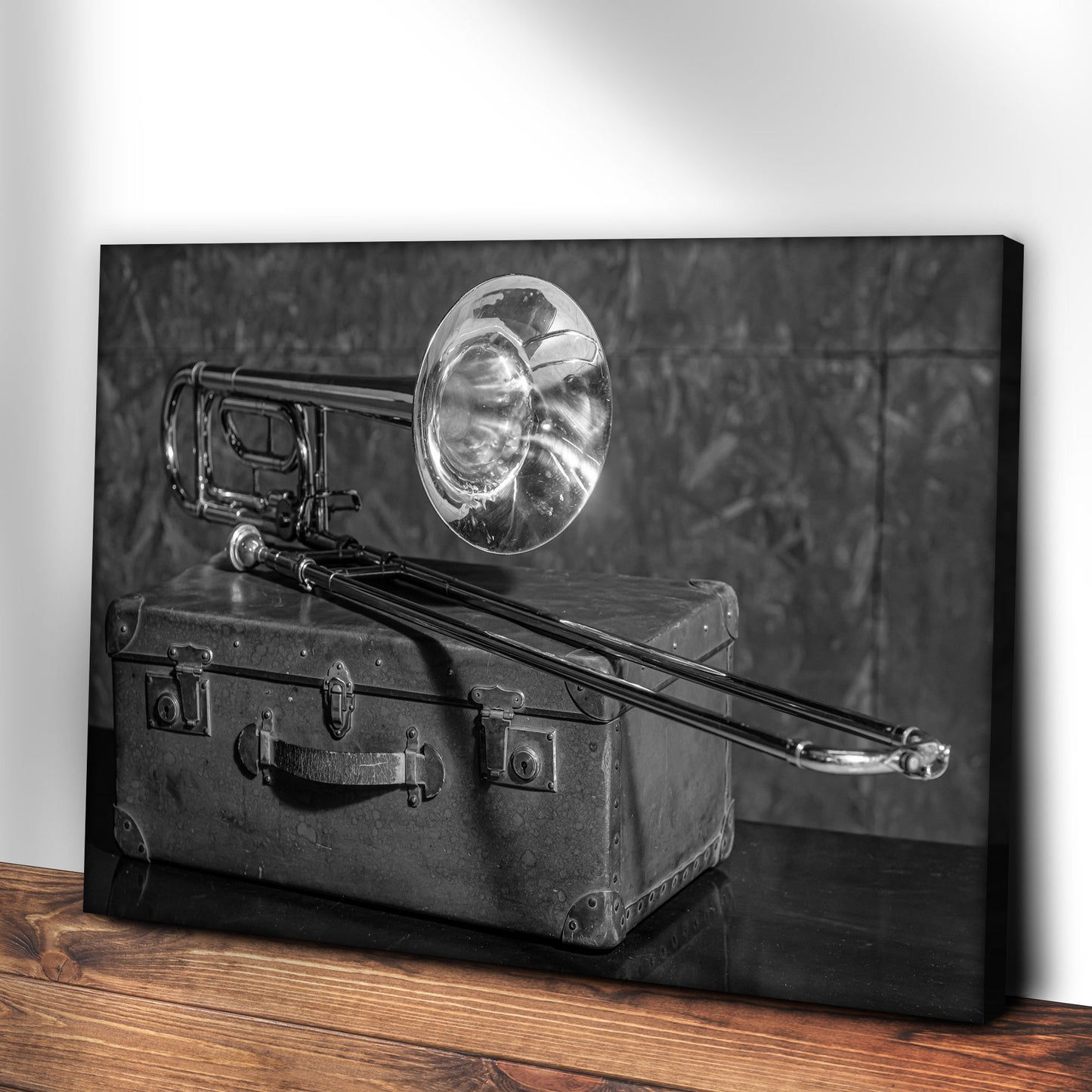 Trombone Monochrome Canvas Wall Art - Image by Tailored Canvases