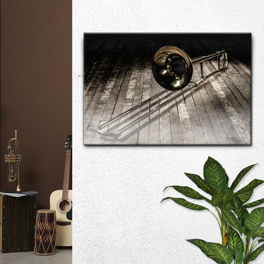 Trombone Grunge Canvas Wall Art - Image by Tailored Canvases