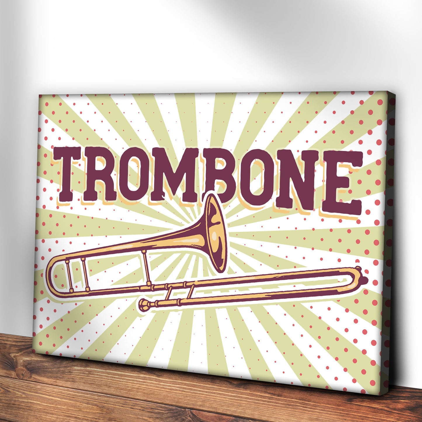 Trombone Retro Canvas Wall Art - Image by Tailored Canvases