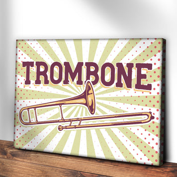 Trombone Retro Canvas Wall Art