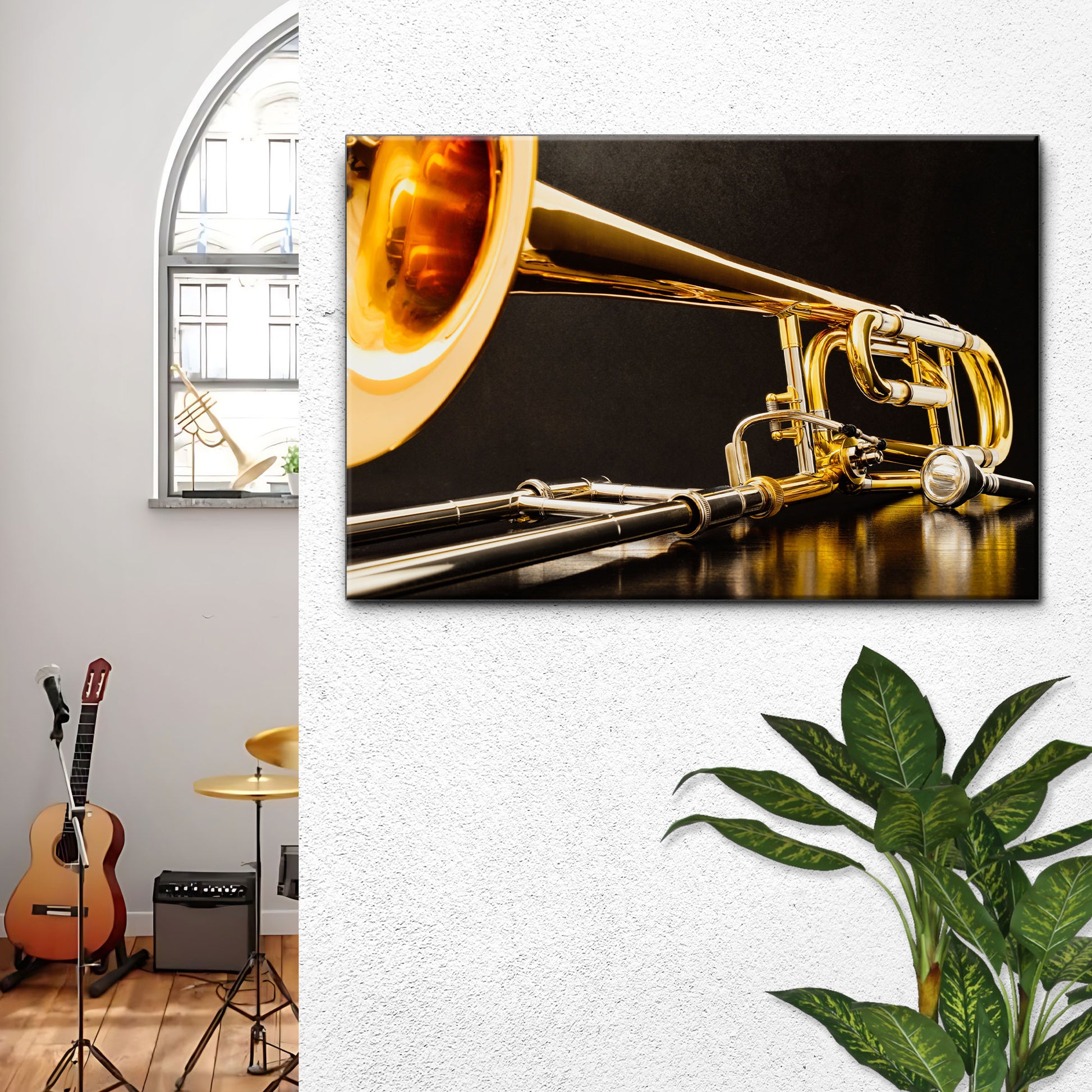 Trombone Modern Canvas Wall Art Style 1 - Image by Tailored Canvases