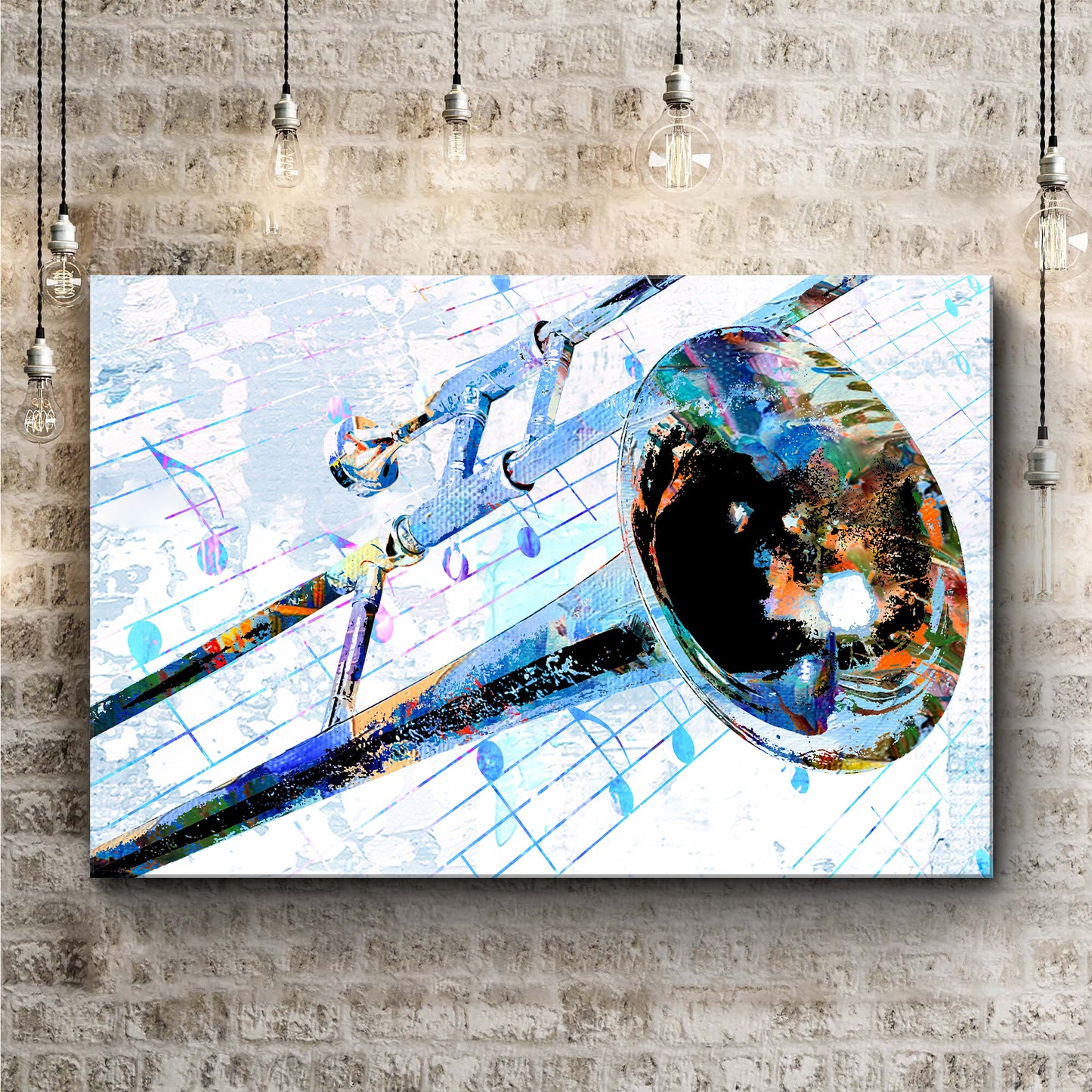 Trombone Abstract Canvas Wall Art Style 2 - Image by Tailored Canvases