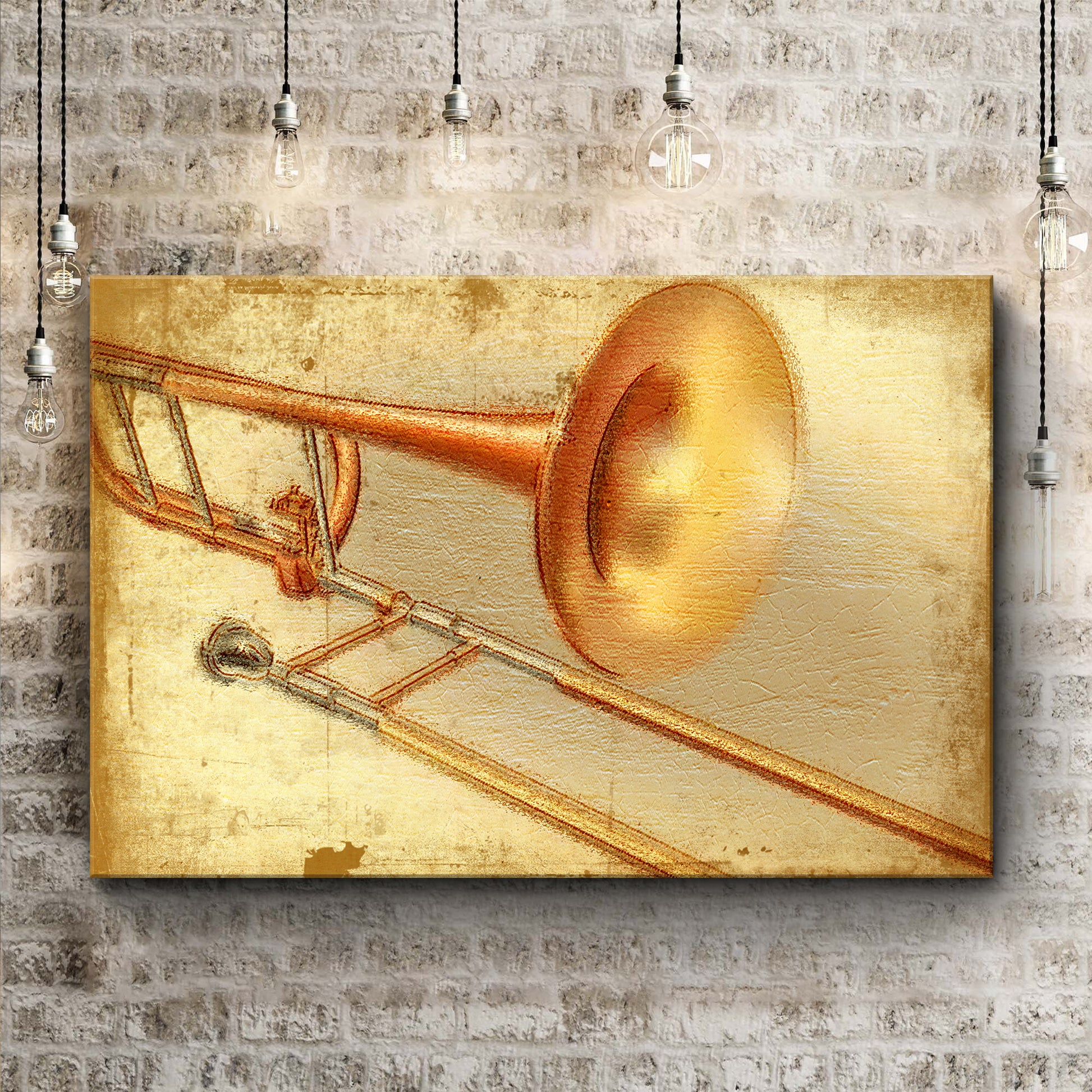 Trombone Rustic Canvas Wall Art Style 2 - Image by Tailored Canvases