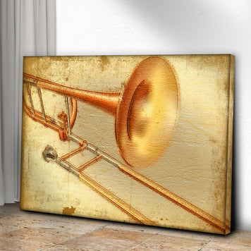 Trombone Rustic Canvas Wall Art