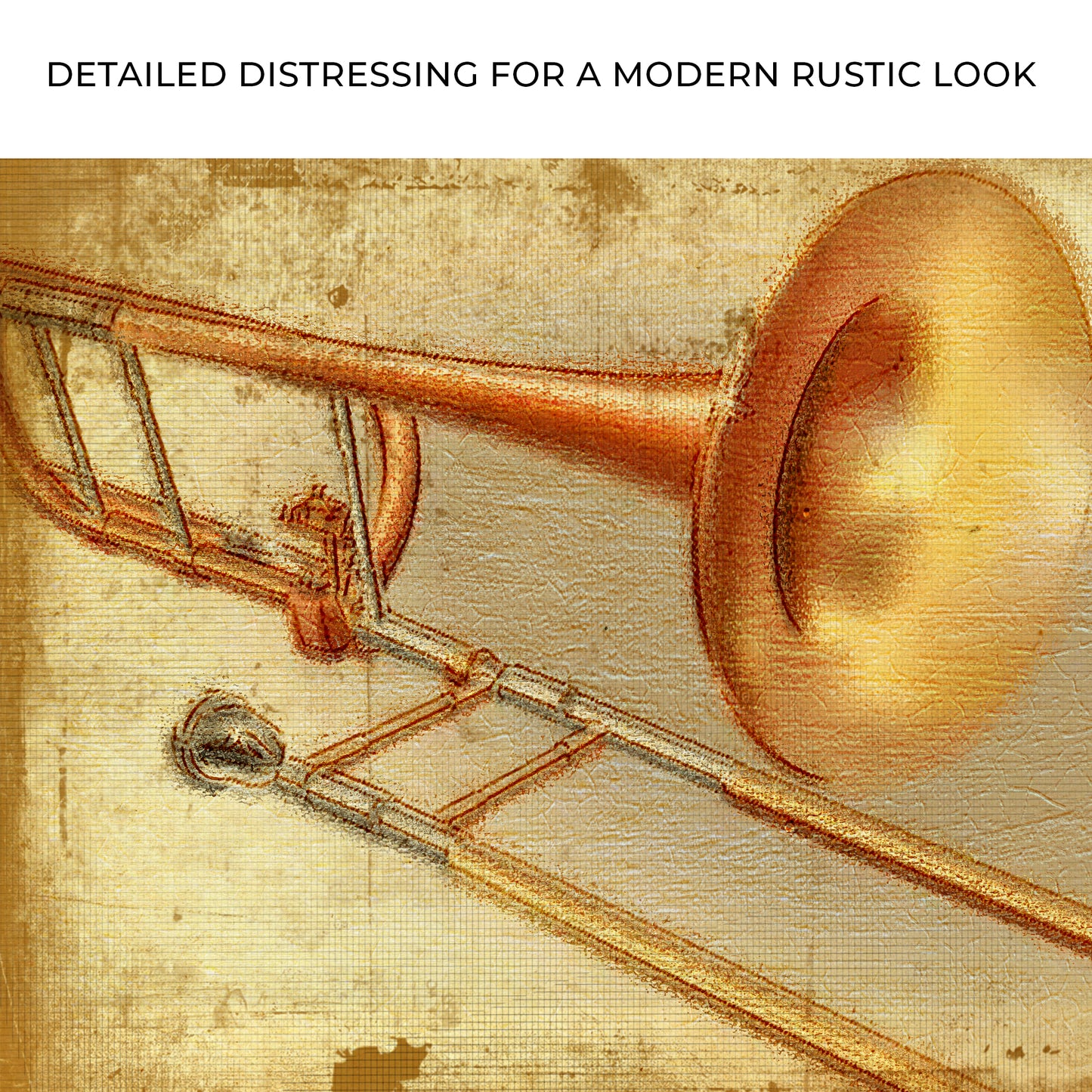Trombone Rustic Canvas Wall Art Zoom - Image by Tailored Canvases