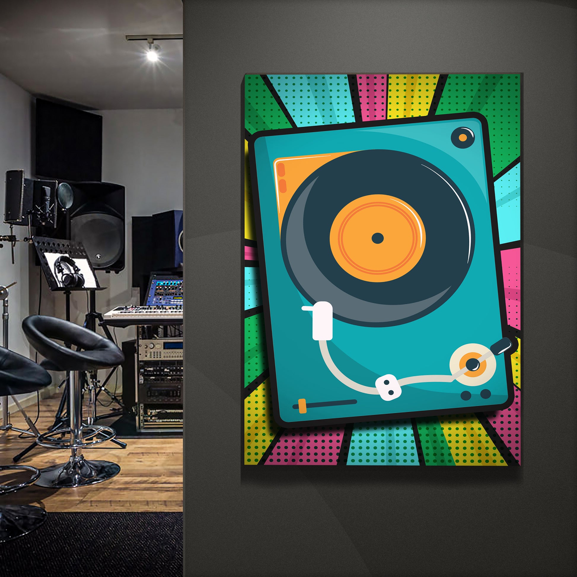 Music Equipment Turntable  Pop Art Canvas Wall Art  - Image by Tailored Canvases