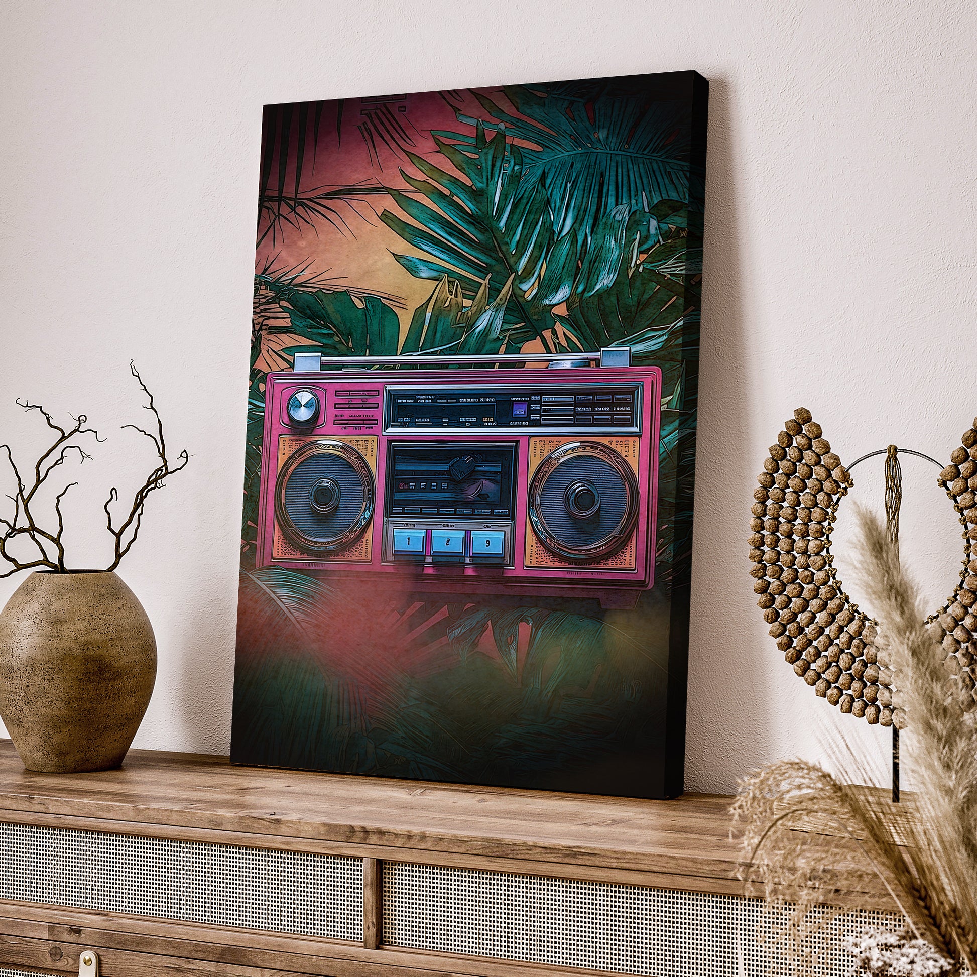 Music Equipment Boombox Retro Canvas Wall Art Style 2 - Image by Tailored Canvases