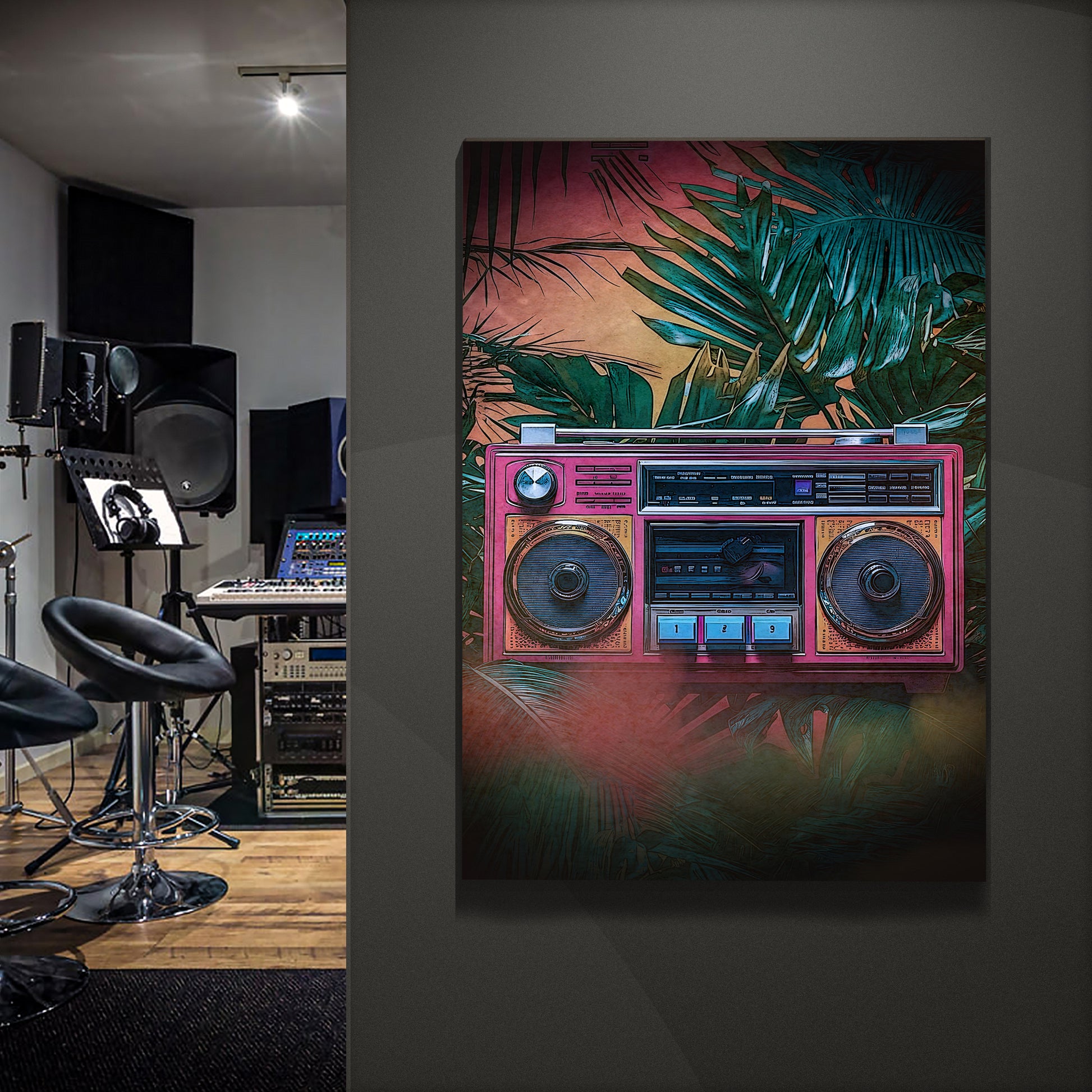 Music Equipment Boombox Retro Canvas Wall Art  - Image by Tailored Canvases