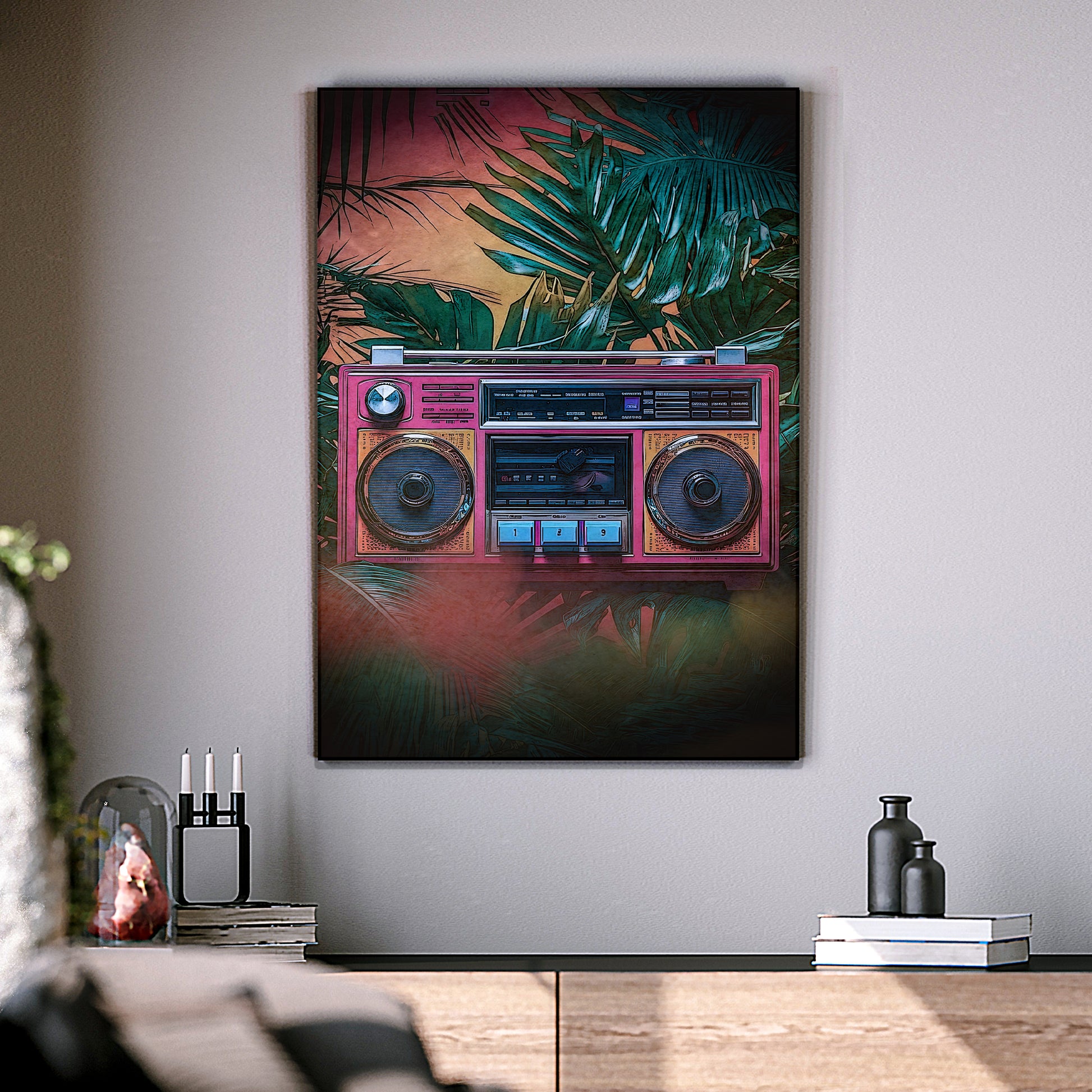 Music Equipment Boombox Retro Canvas Wall Art Style 1 - Image by Tailored Canvases