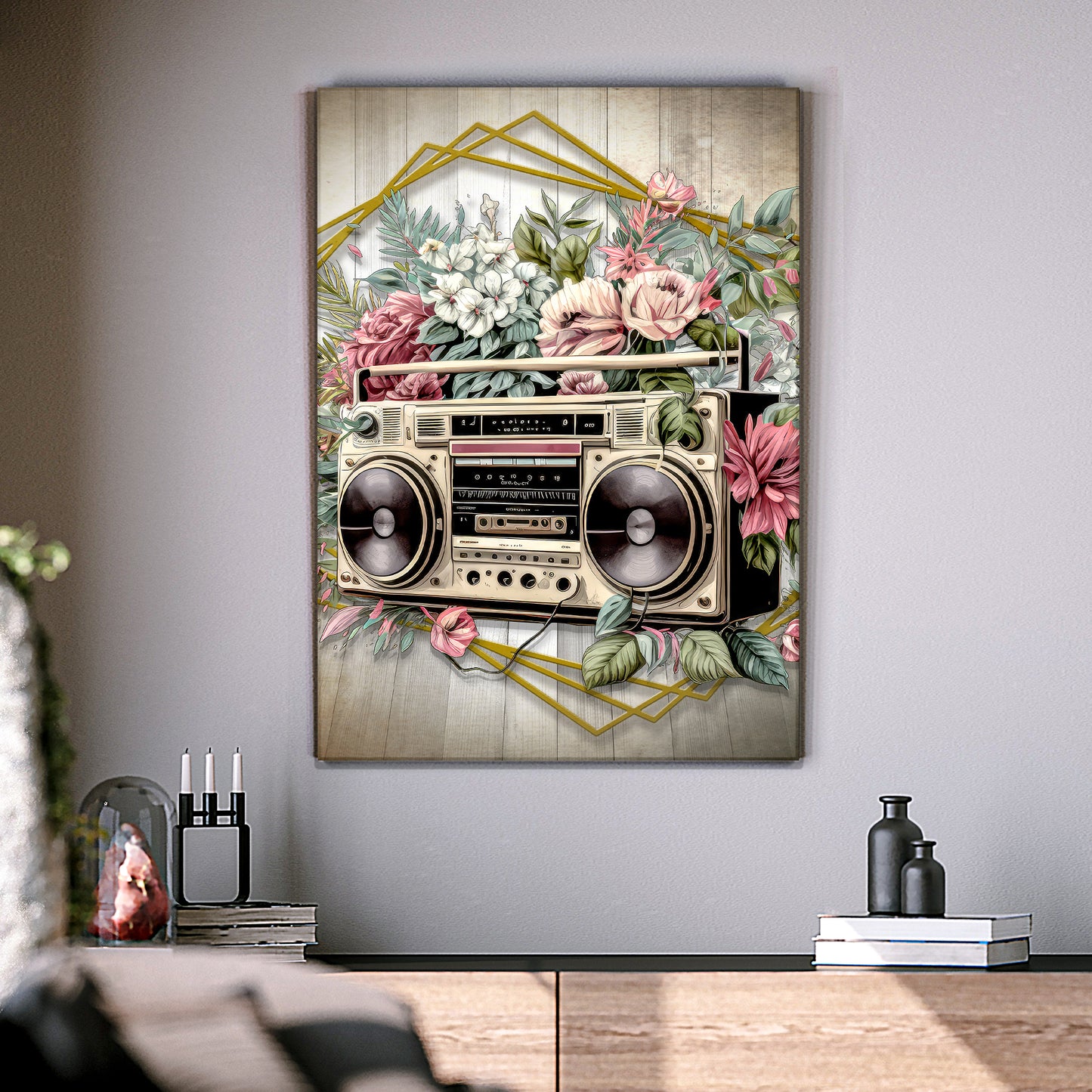 Music Equipment Boombox Rustic Canvas Wall Art Style 1 - Image by Tailored Canvases