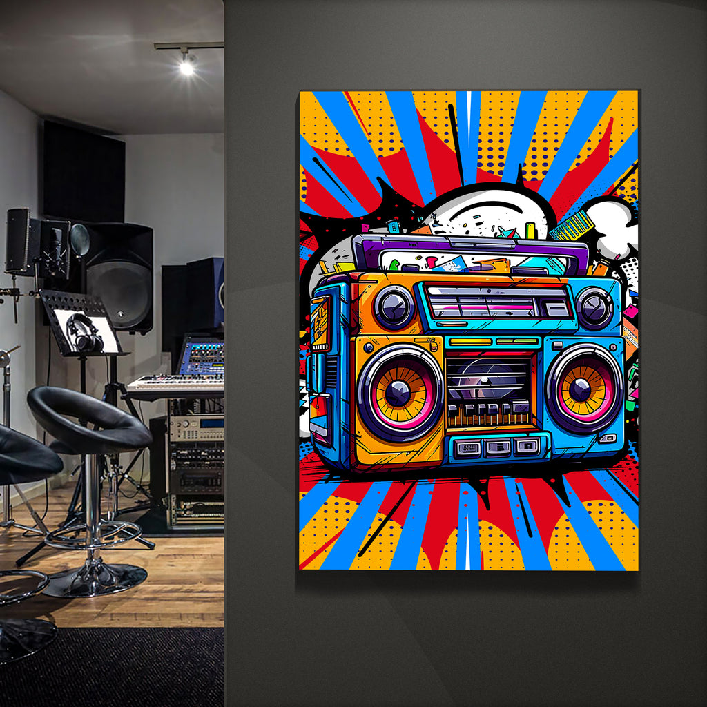 Music Equipment Boombox Pop Art Canvas Wall Art by Tailored Canvases 
