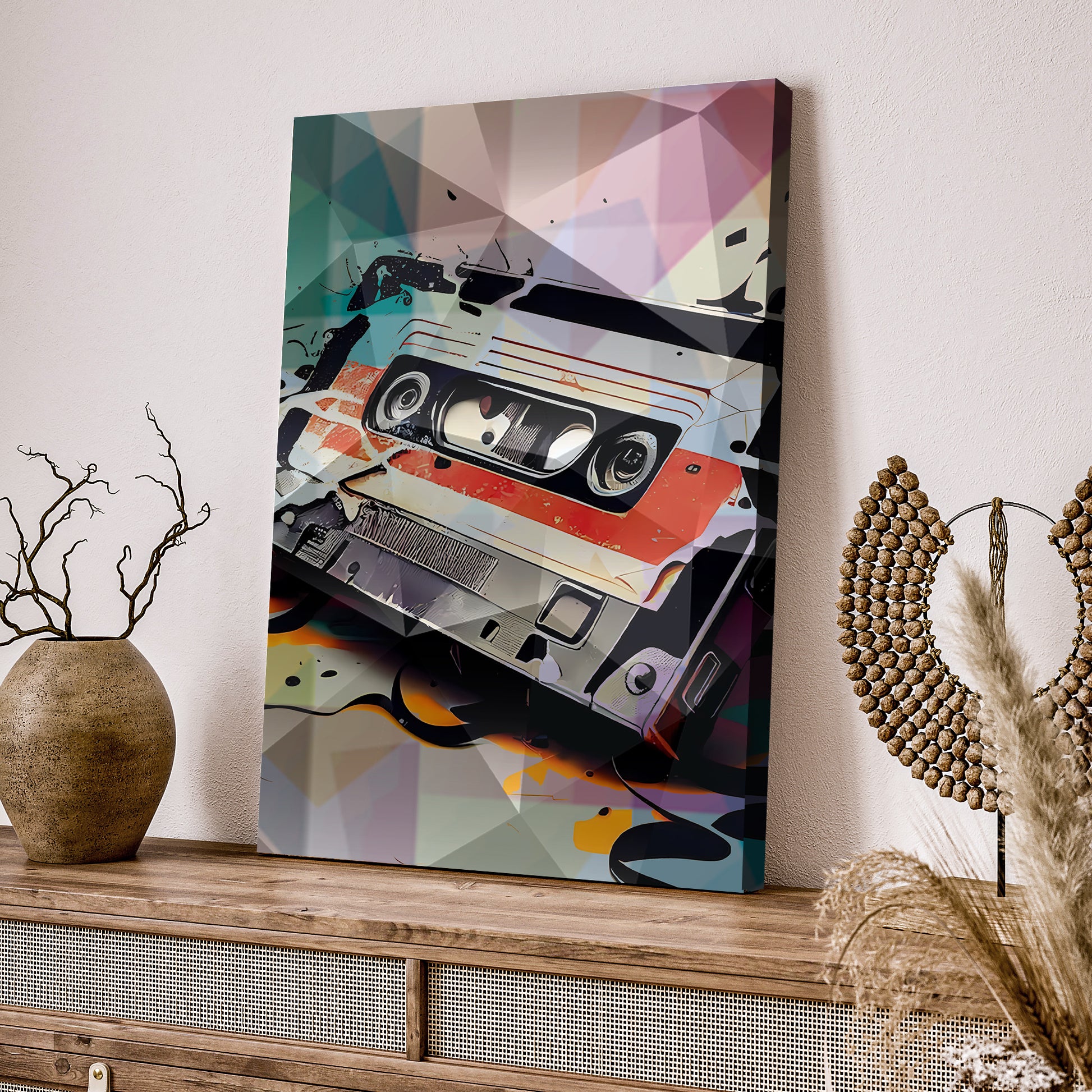 Music Equipment Cassette Tape Abstract Canvas Wall Art Style 2 - Image by Tailored Canvases