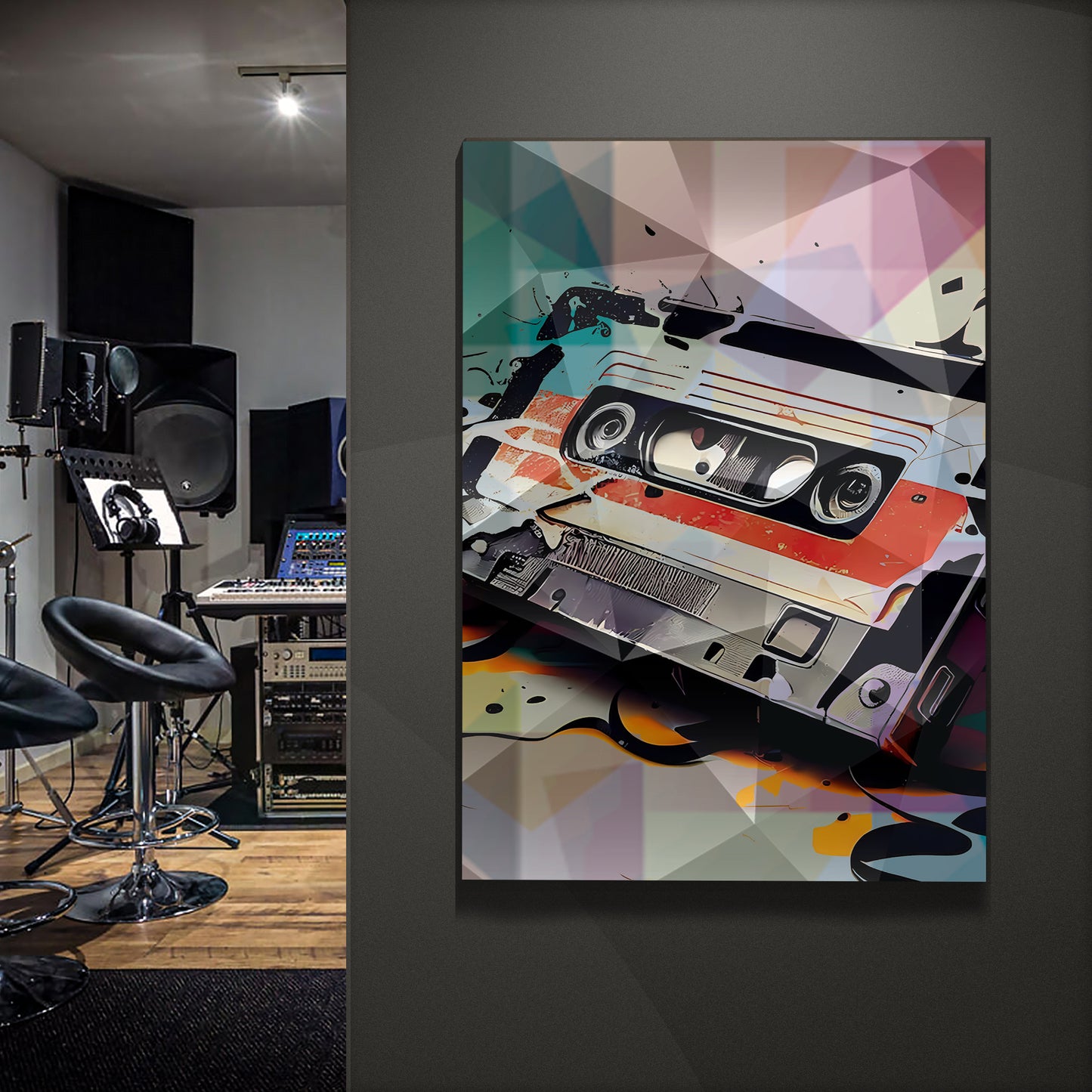 Music Equipment Cassette Tape Abstract Canvas Wall Art  - Image by Tailored Canvases